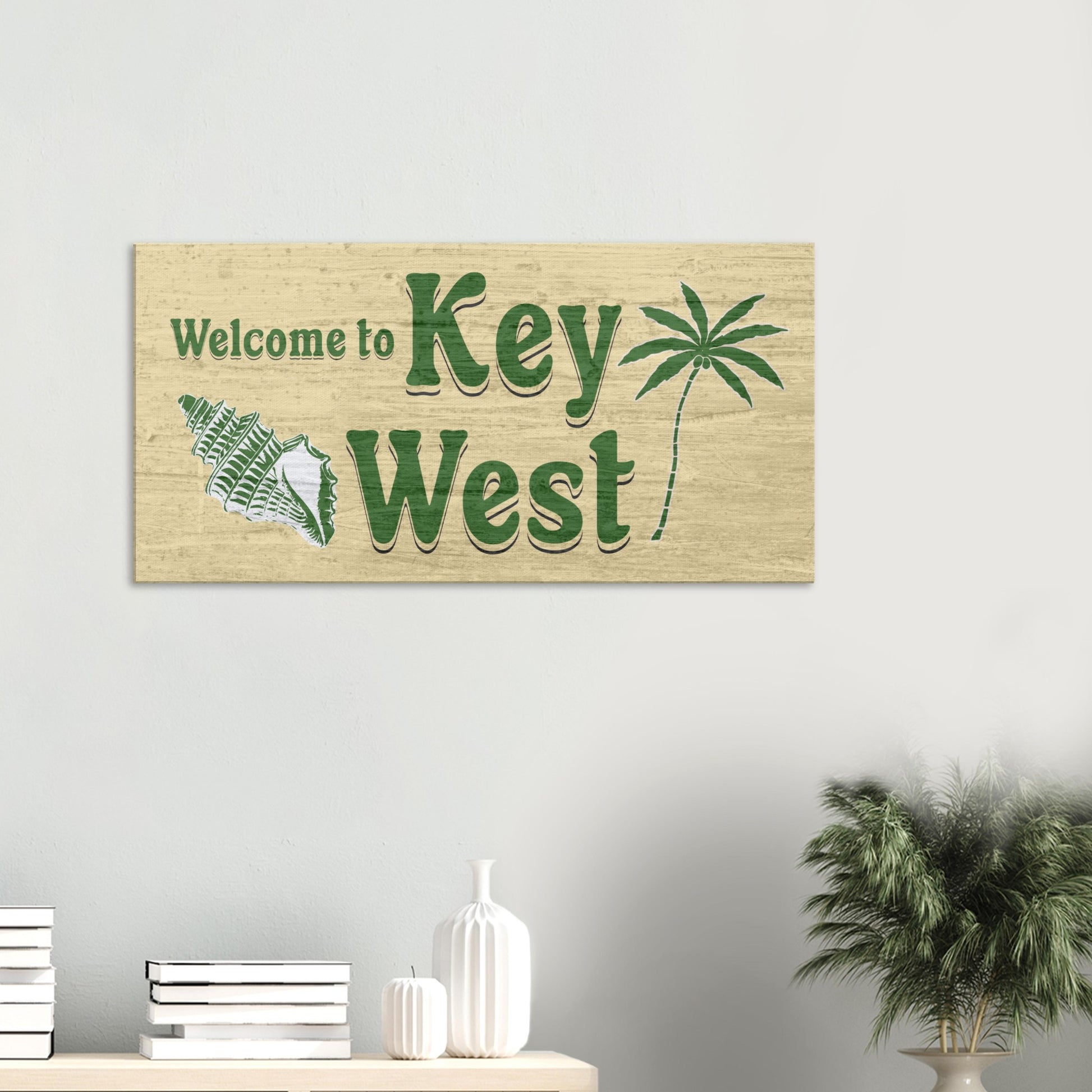 Welcome to Key West Large Canvas Wall Print on Caribbean Rays
