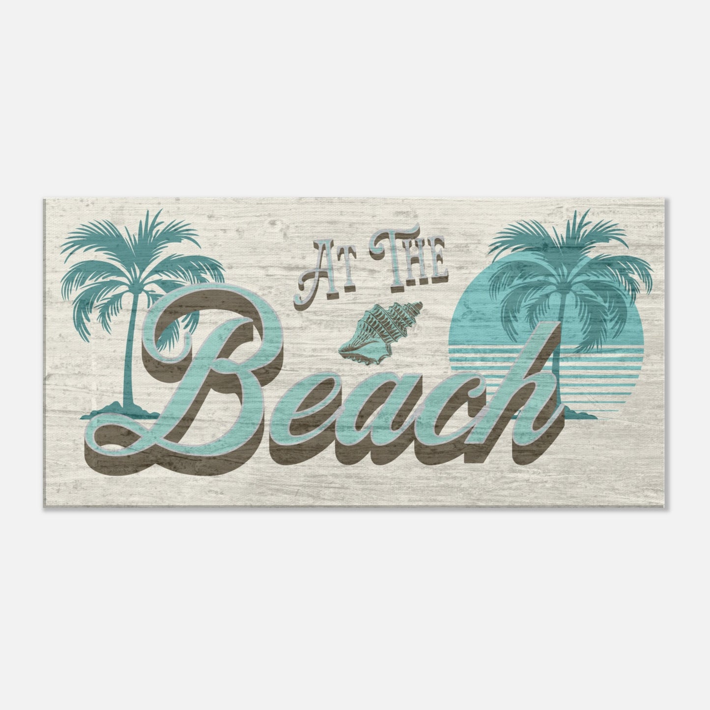 At The Beach Twin Palms Large Canvas Wall Print by Caribbean Rays