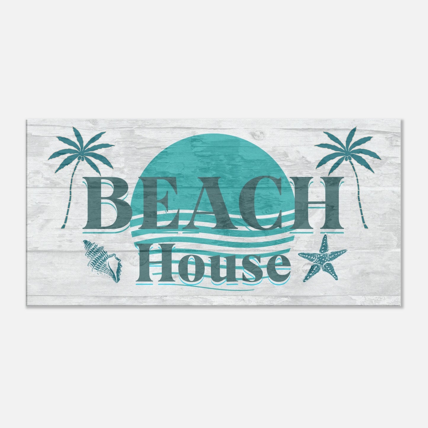 Large Beach House Teal Canvas Wall Print at Caribbean Rays