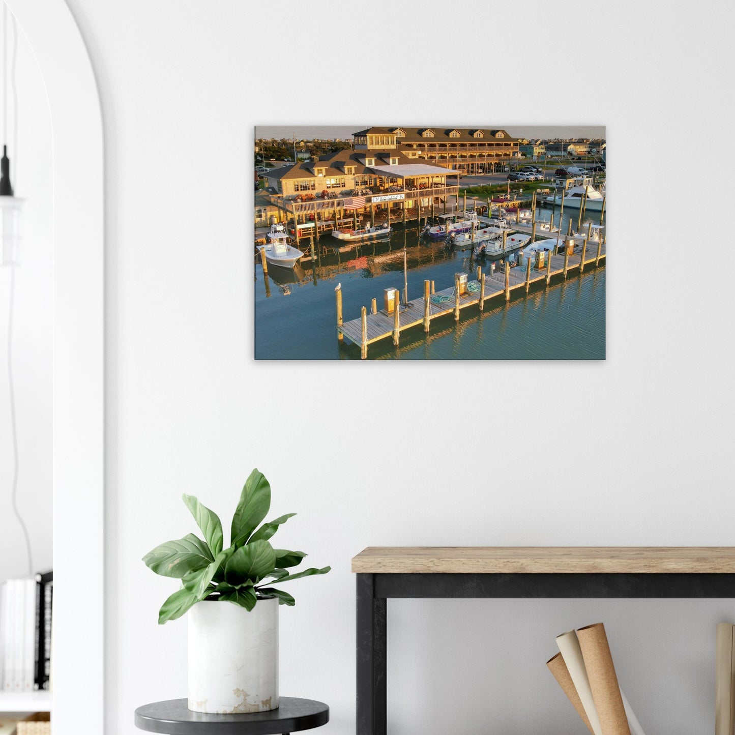 Breakwater Deck Canvas Wall Print on Caribbean Rays