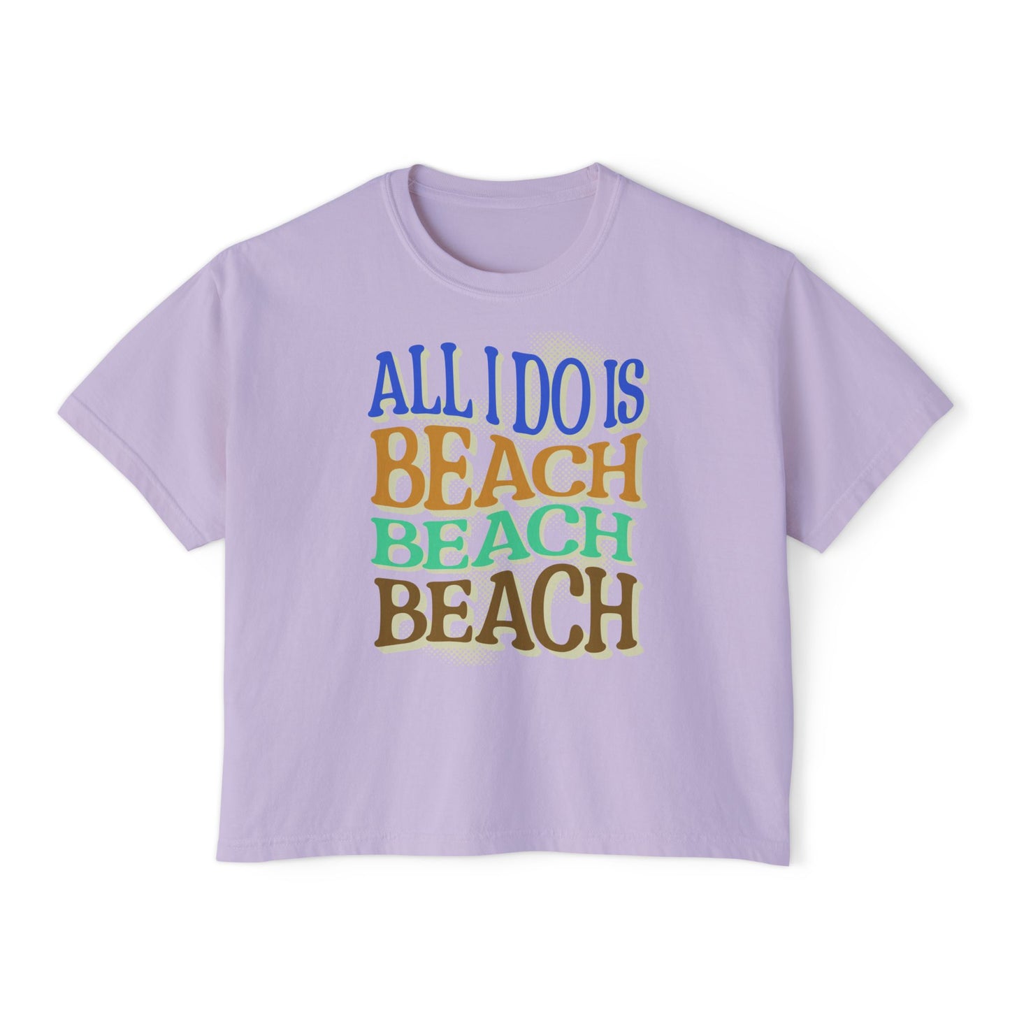 Beach Beach Beach Women's Boxy Tee, Summer T-Shirt, Casual Beachwear, - Caribbean Rays