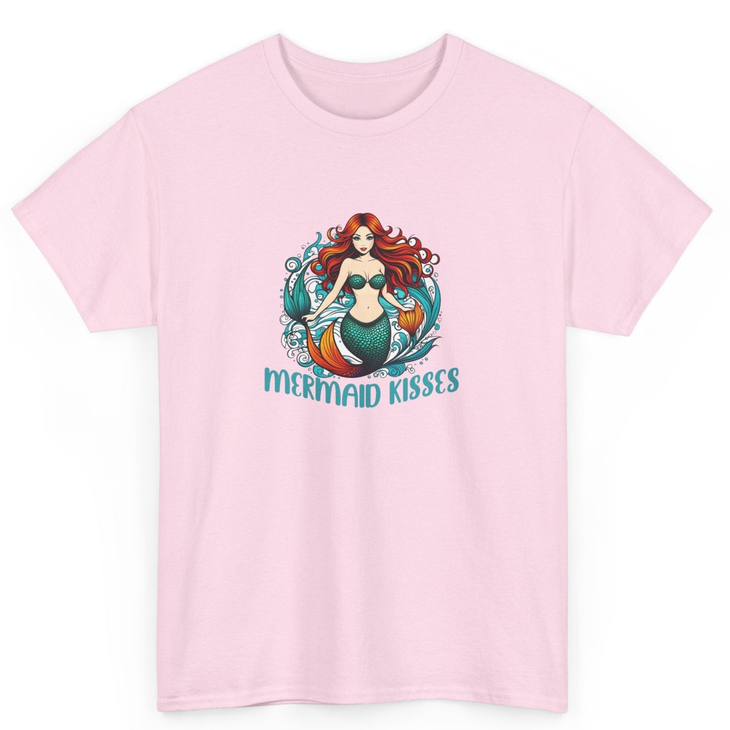 Mermaid Kisses Unisex Heavy Cotton Tee – Fun, Relaxed Vibe for Ocean Lovers