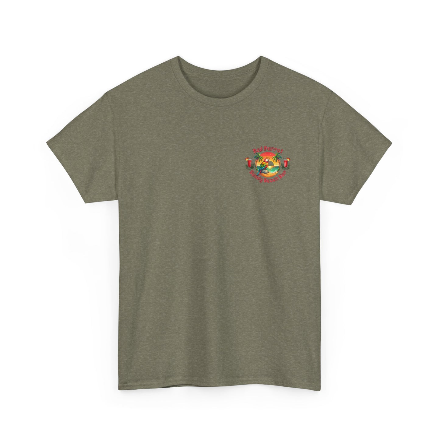 Red Parrot Sandy Beach Bar Unisex Casual Wear T-shirt