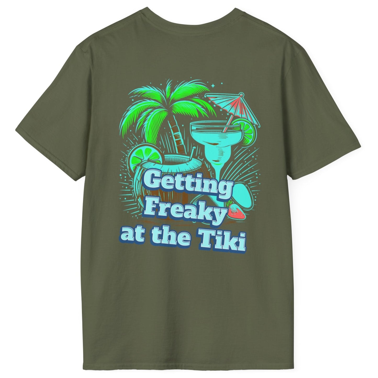 Getting Freaky at the Tiki Unisex Softstyle T-Shirt at Caribbean Rays
