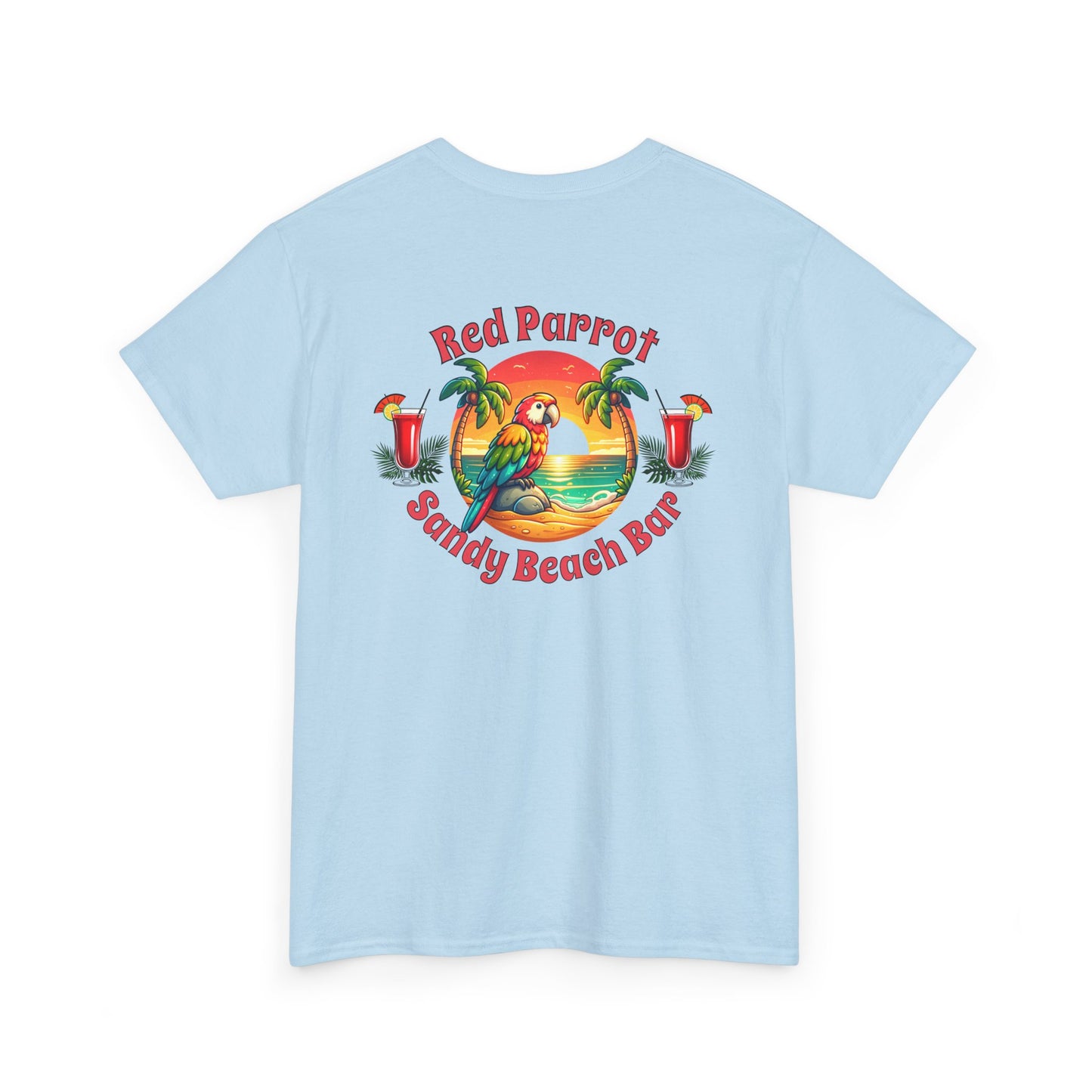Red Parrot Sandy Beach Bar Unisex Casual Wear T-shirt - Caribbean Rays