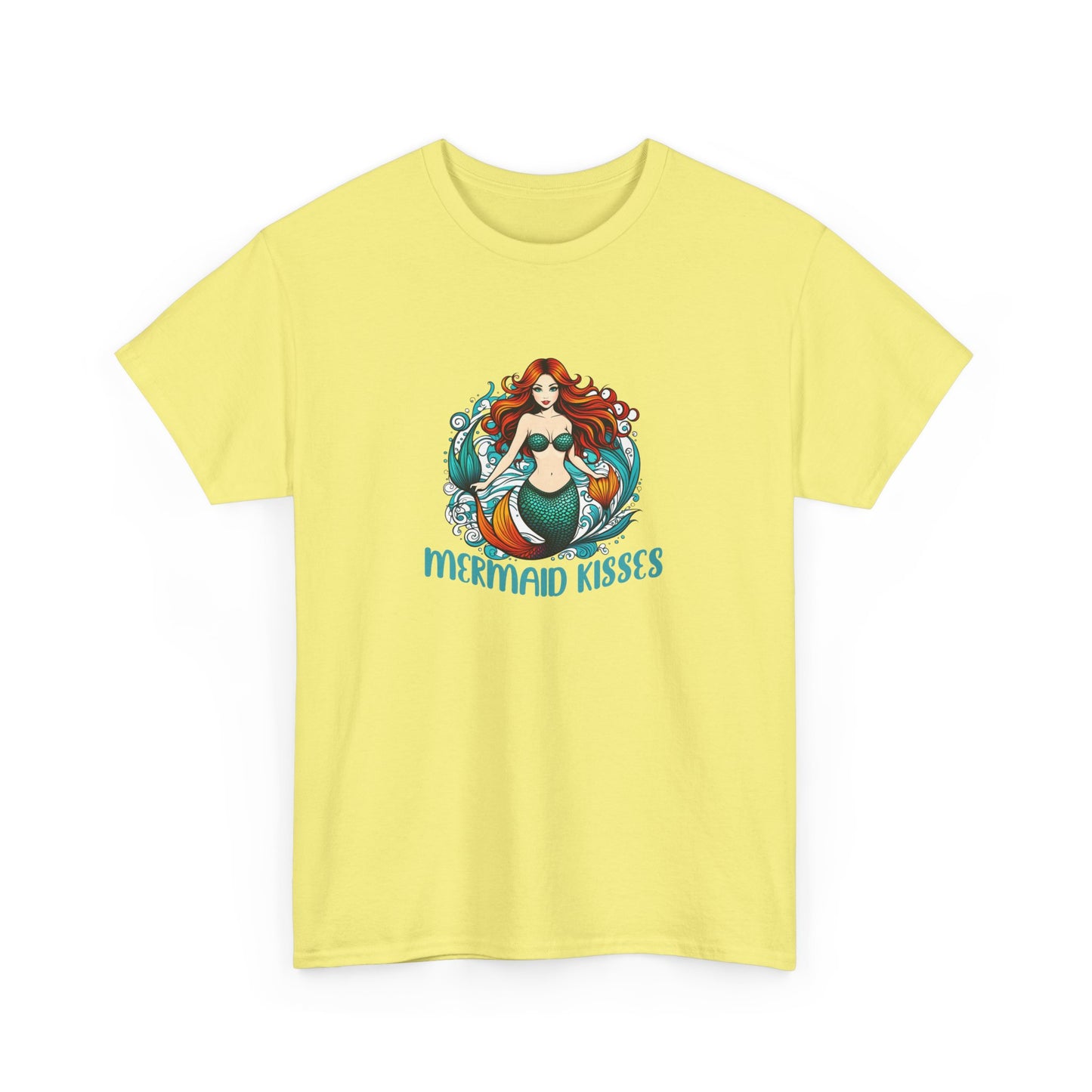 Mermaid Kisses Unisex Heavy Cotton Tee – Fun, Relaxed Vibe for Ocean Lovers