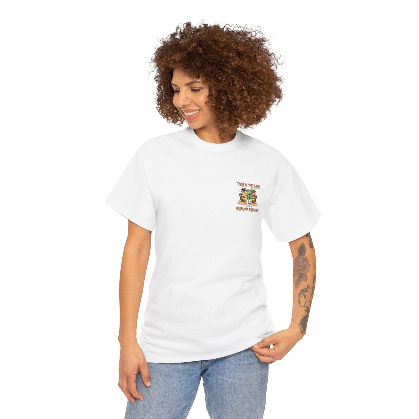 Toes in the Sand A Margarita in My Hand Unisex Heavy Cotton Tee