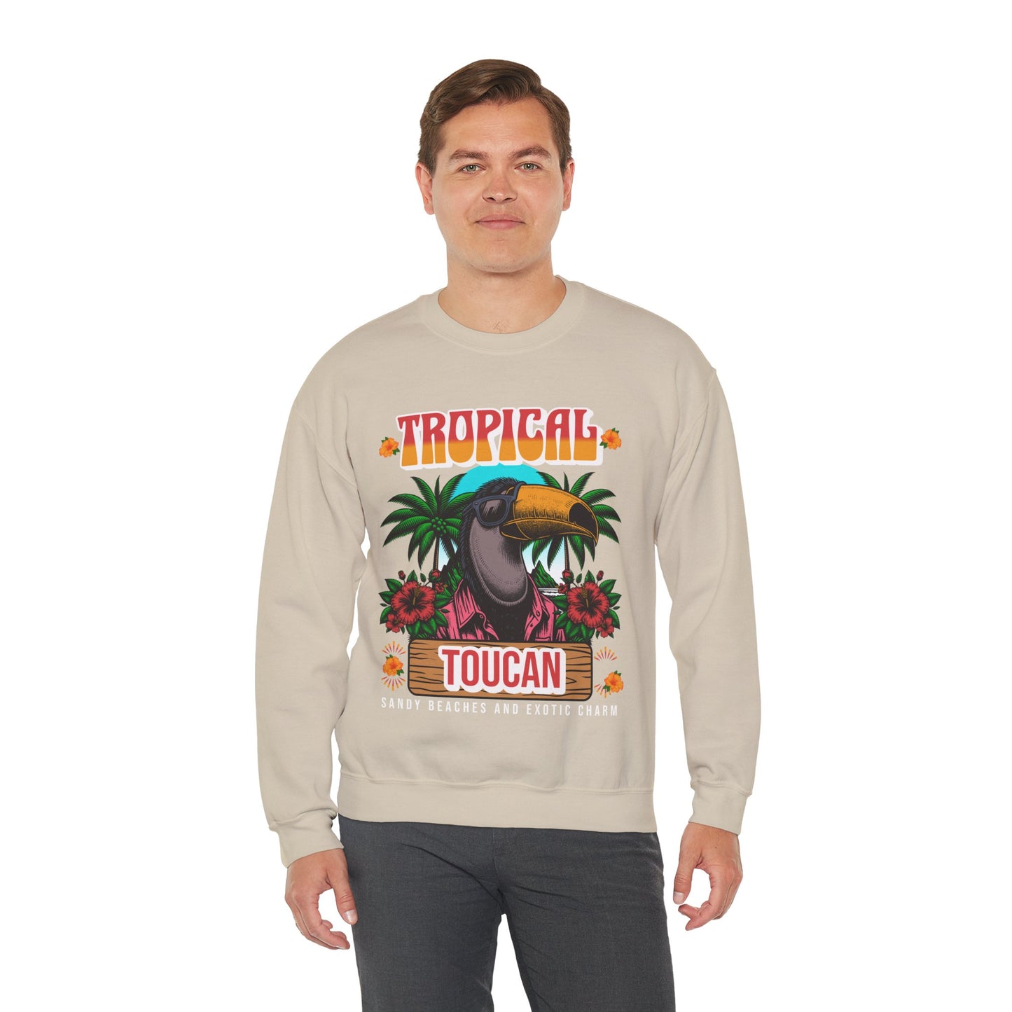 Tropical Toucan Crewneck Sweatshirt – Unisex Heavy Blend