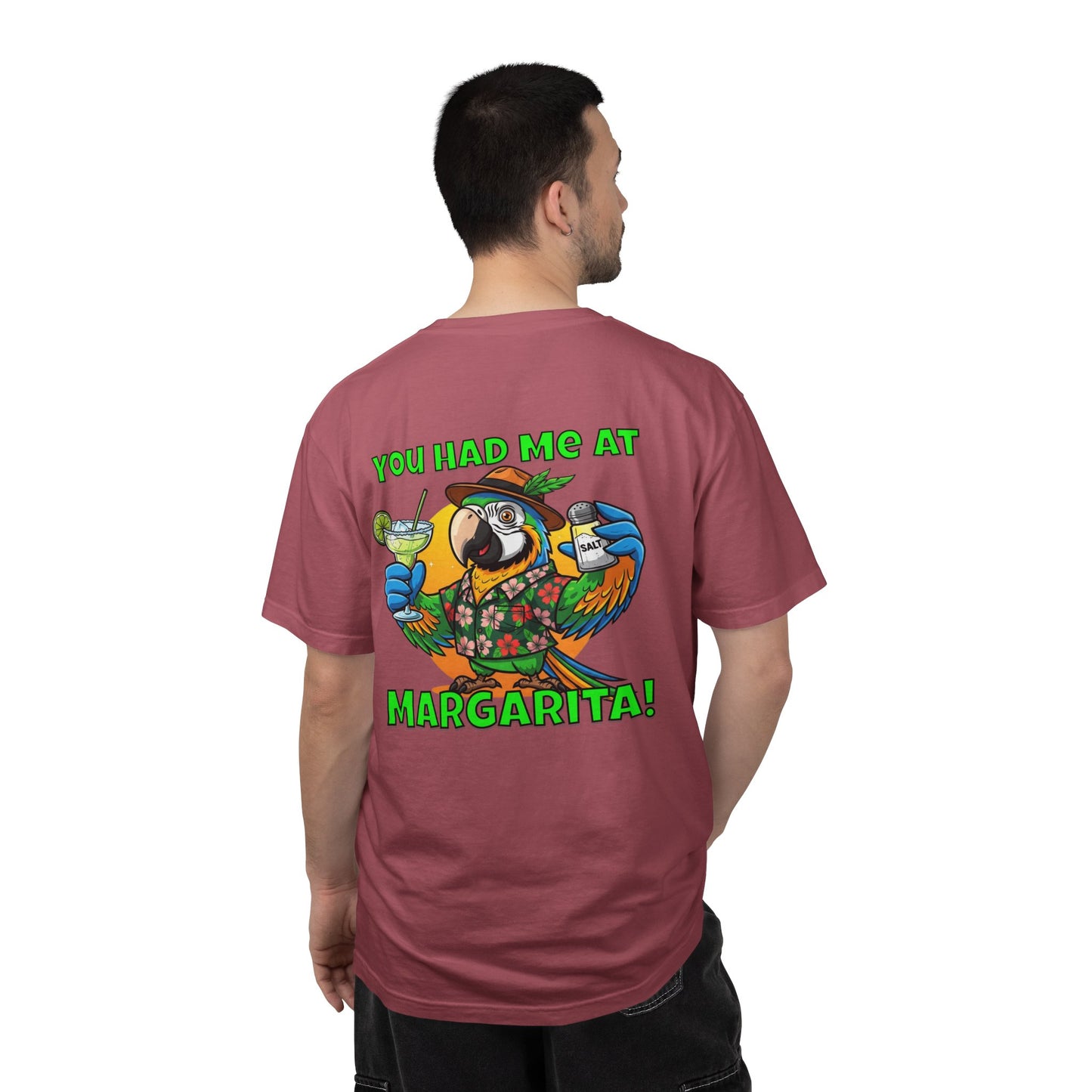 You Had Me at Margarita T-Shirt — Tropical Parrot Cocktail Tee