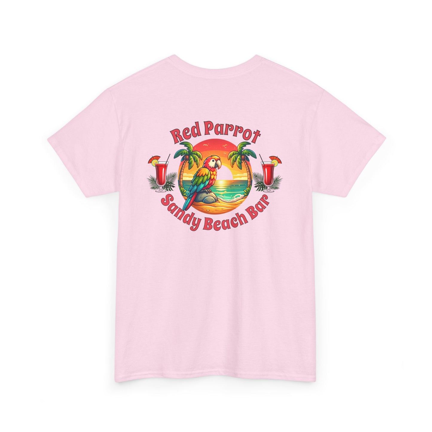 Red Parrot Sandy Beach Bar Unisex Casual Wear T-shirt - Caribbean Rays