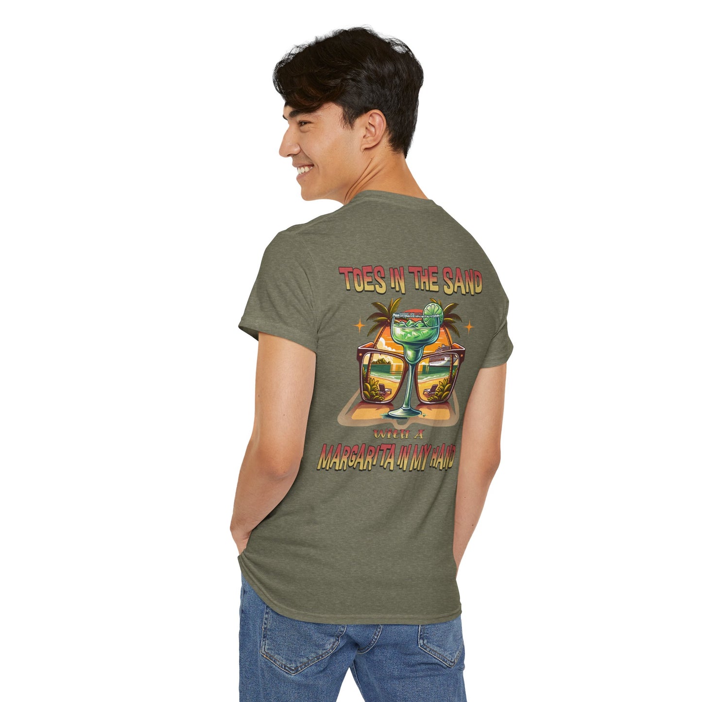 Toes in the Sand A Margarita in My Hand Unisex Heavy Cotton Tee
