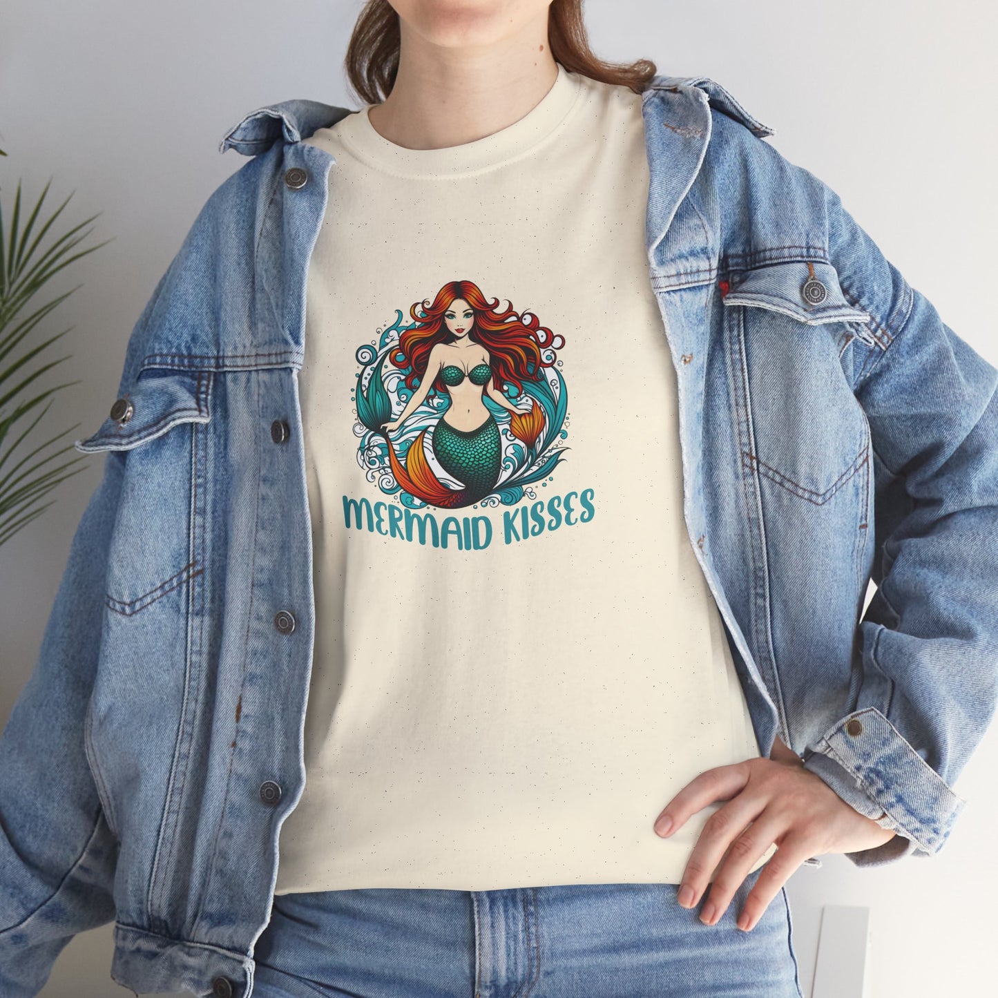Mermaid Kisses Unisex Heavy Cotton Tee – Fun, Relaxed Vibe for Ocean Lovers