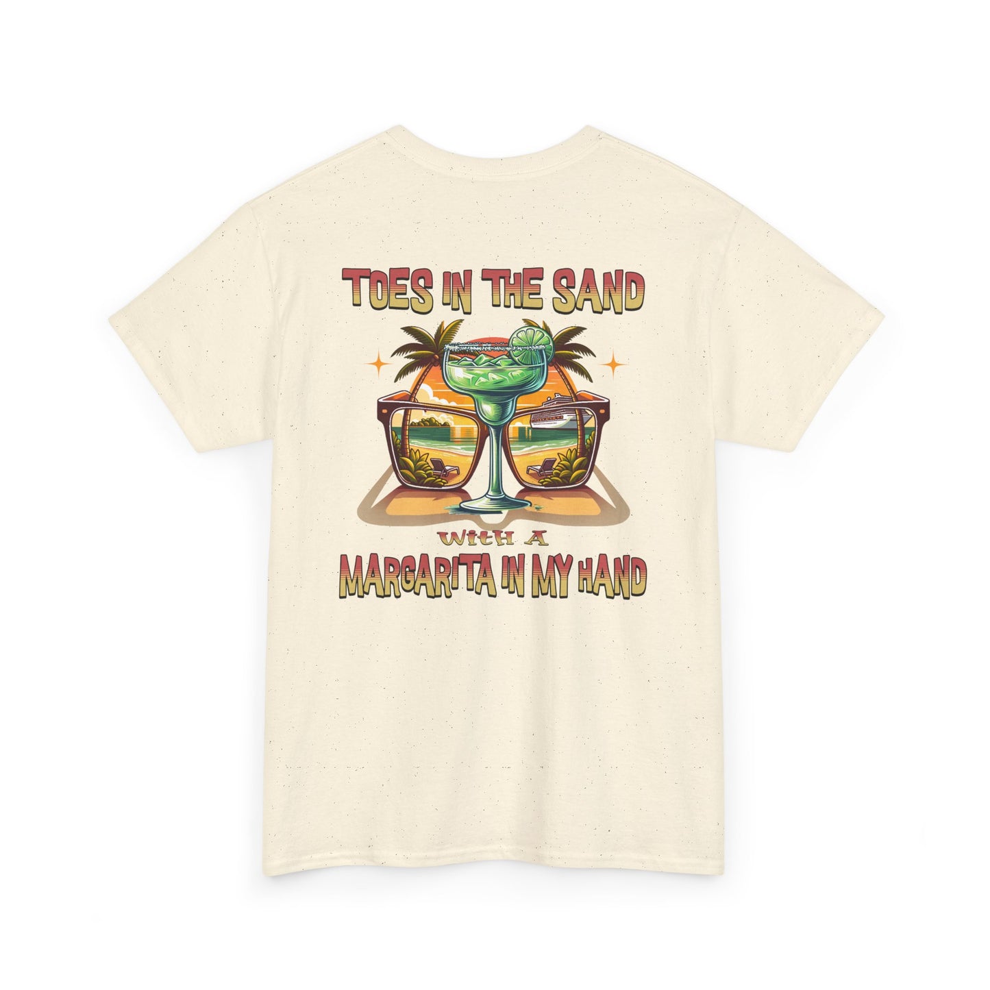 Toes in the Sand A Margarita in My Hand Unisex Heavy Cotton Tee on Caibbean Rays