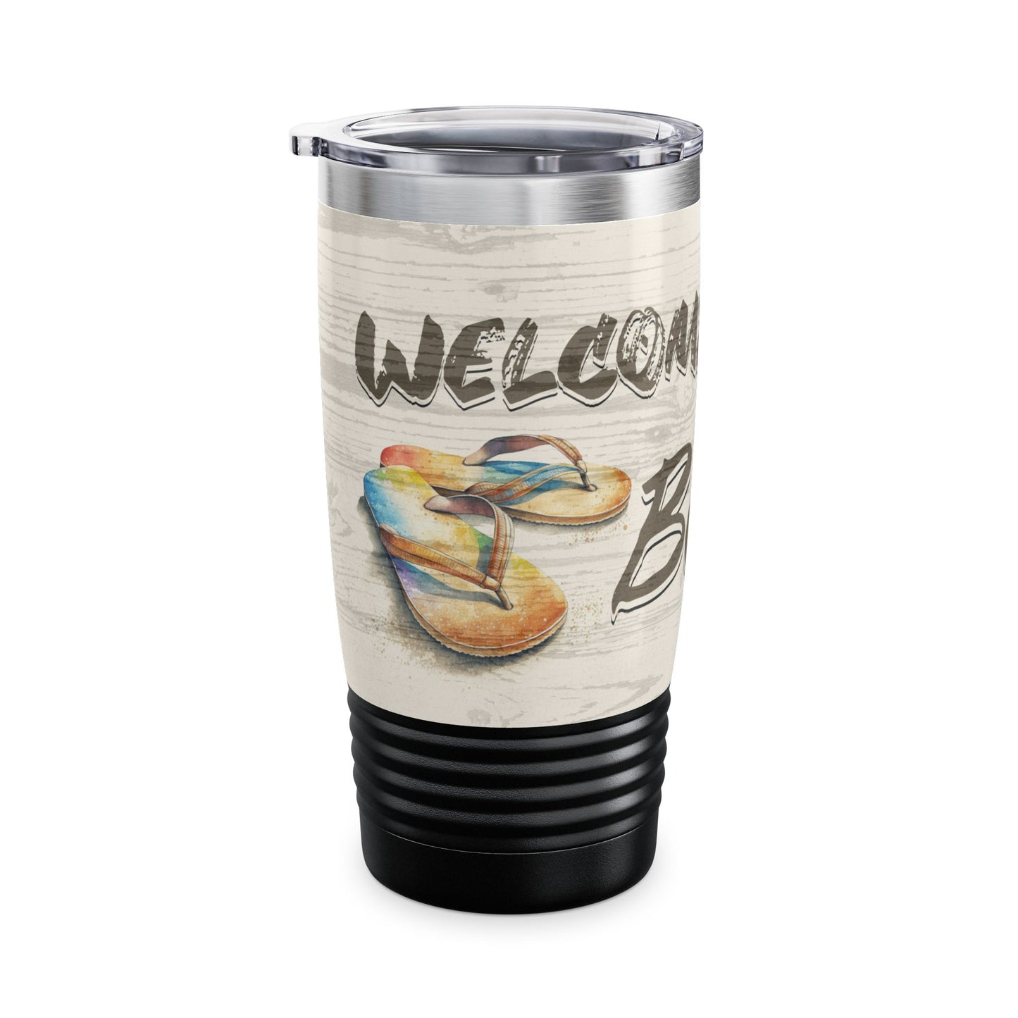 Welcome to the Beach Ringneck Tumbler, 20oz - Caribbean Rays