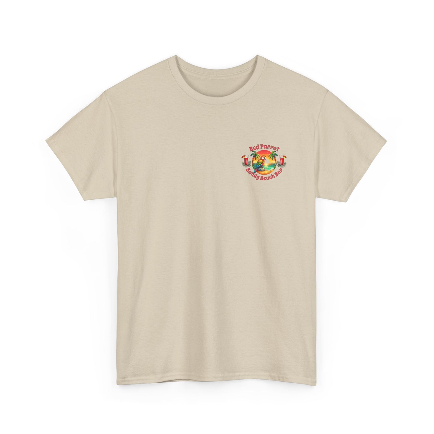 Red Parrot Sandy Beach Bar Unisex Casual Wear T-shirt