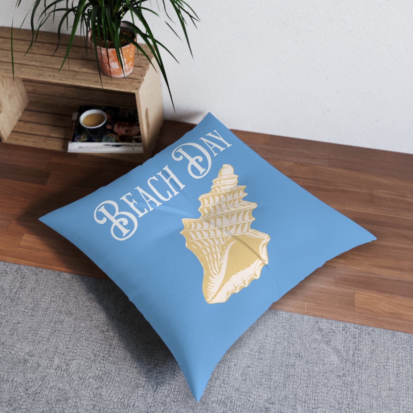 Beach Day Tufted Floor Pillow, Square -