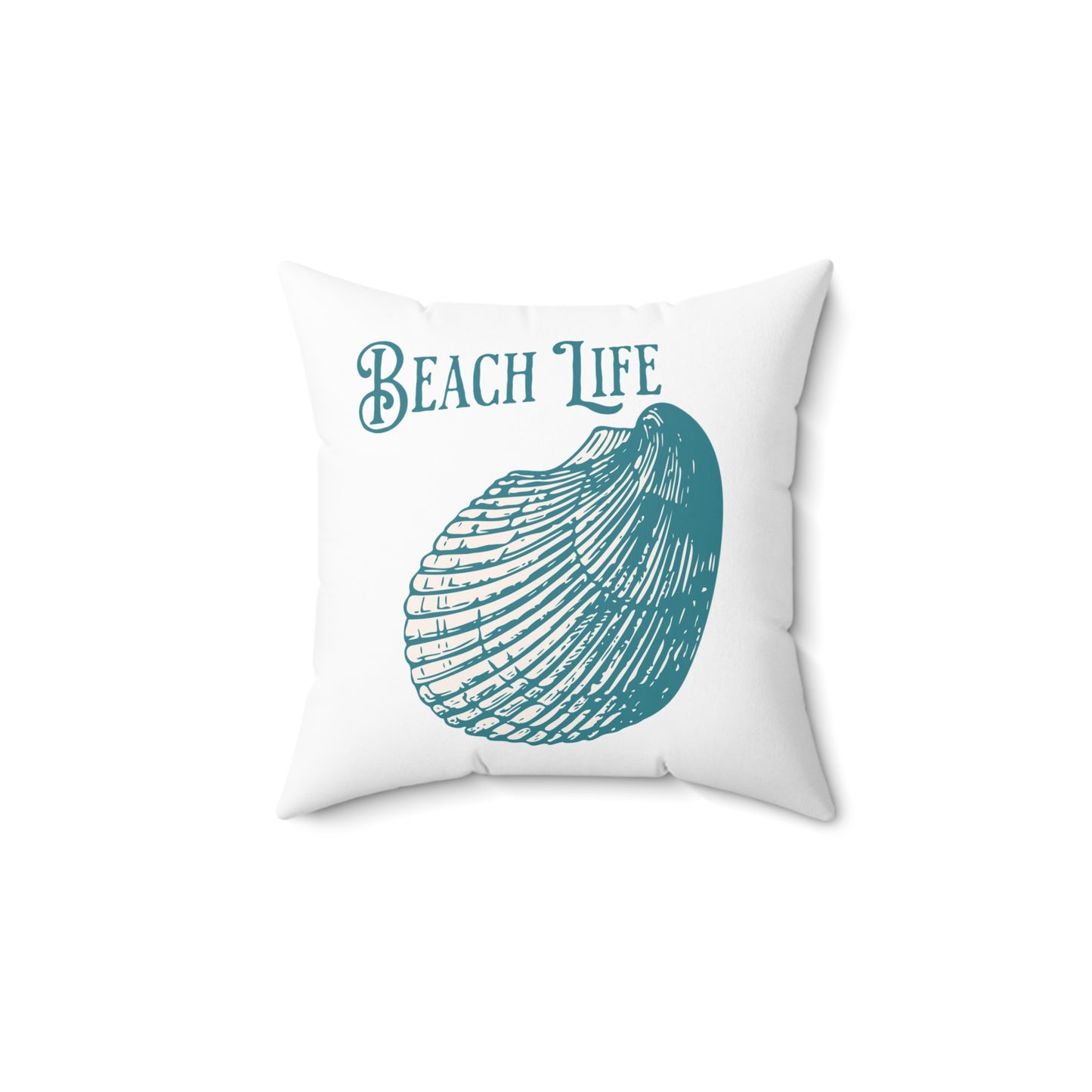 Beach Day Aqua Conch Shell Spun Polyester Square Pillow - by Caribbean Rays
