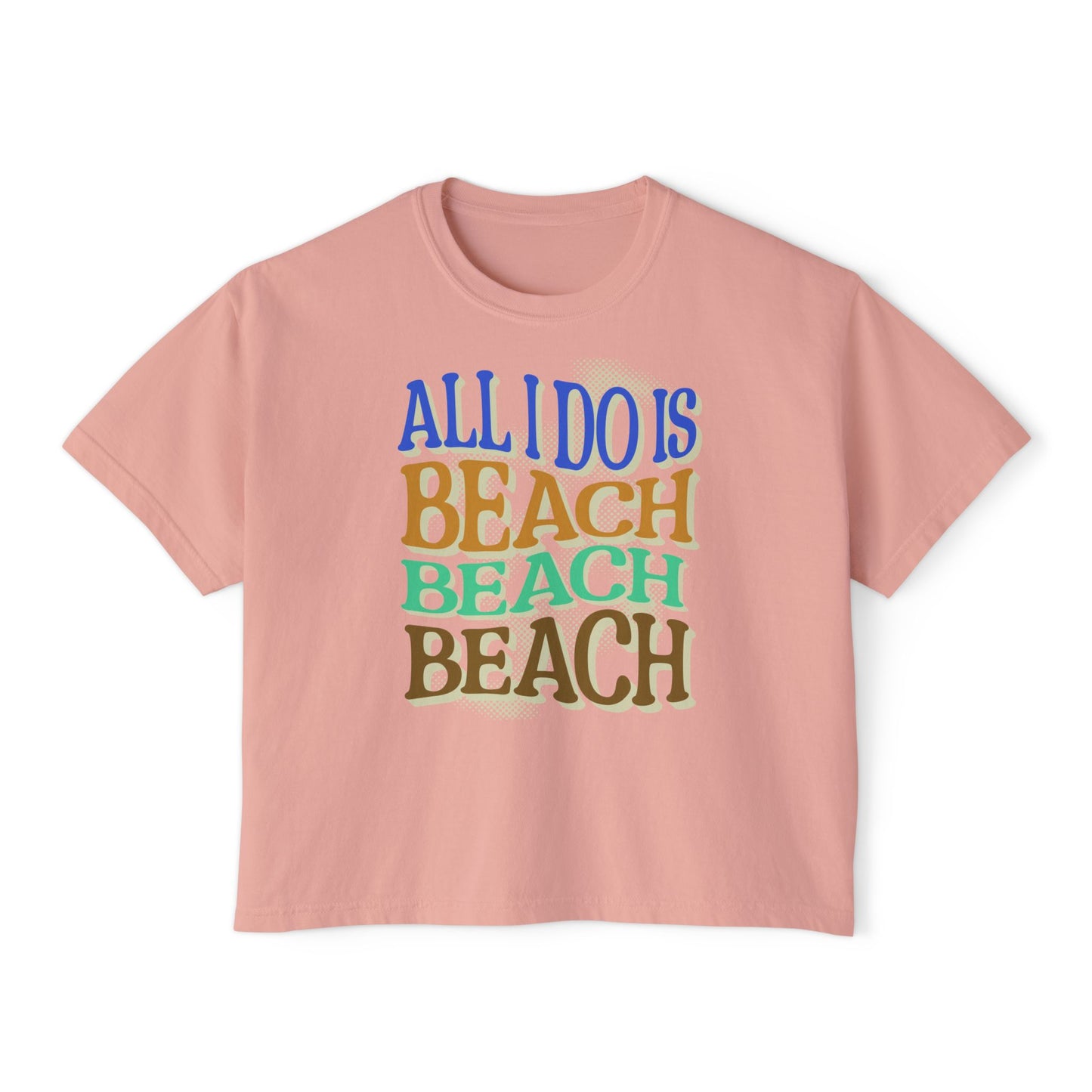 Beach Beach Beach Women's Boxy Tee, Summer T-Shirt, Casual Beachwear, by Caribbean Rays