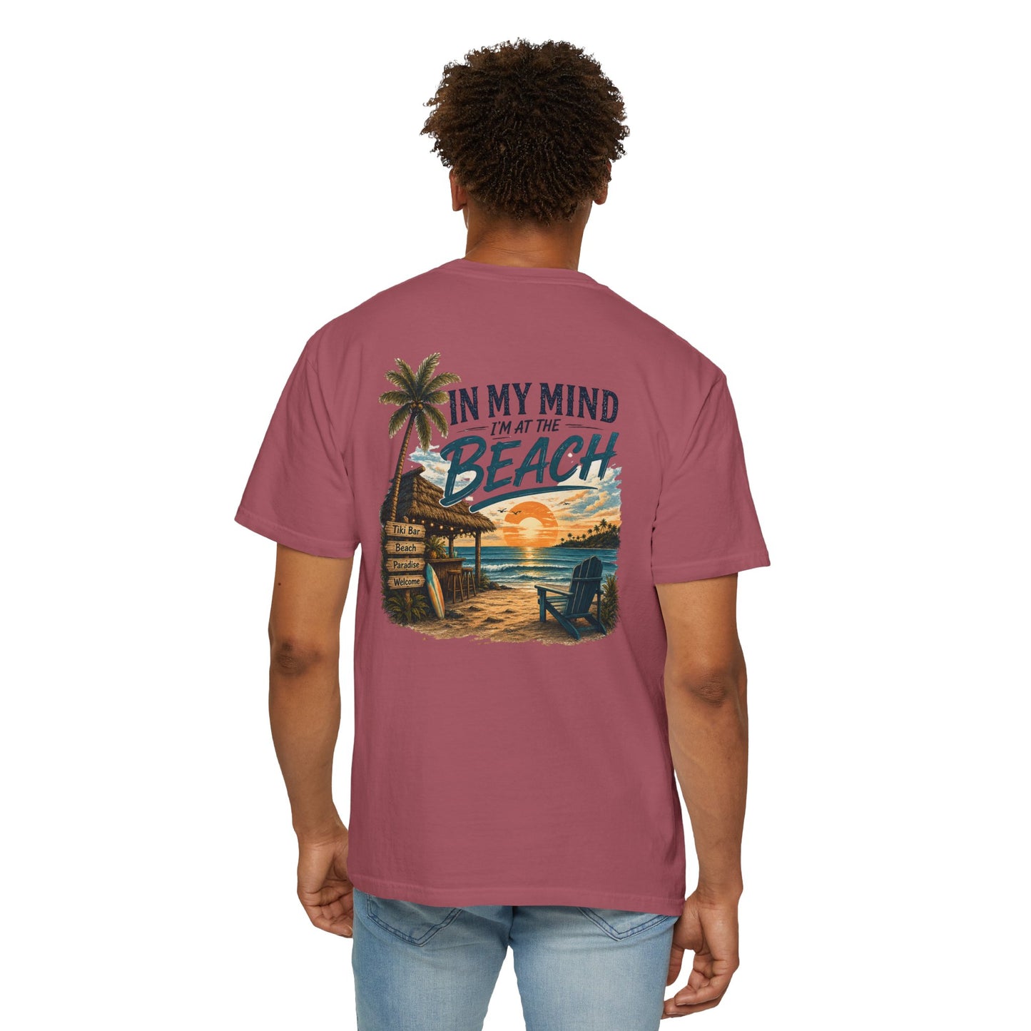 Beach Sunset T-Shirt — "In My Mind I'm at the Beach" Vintage Coastal Tee
