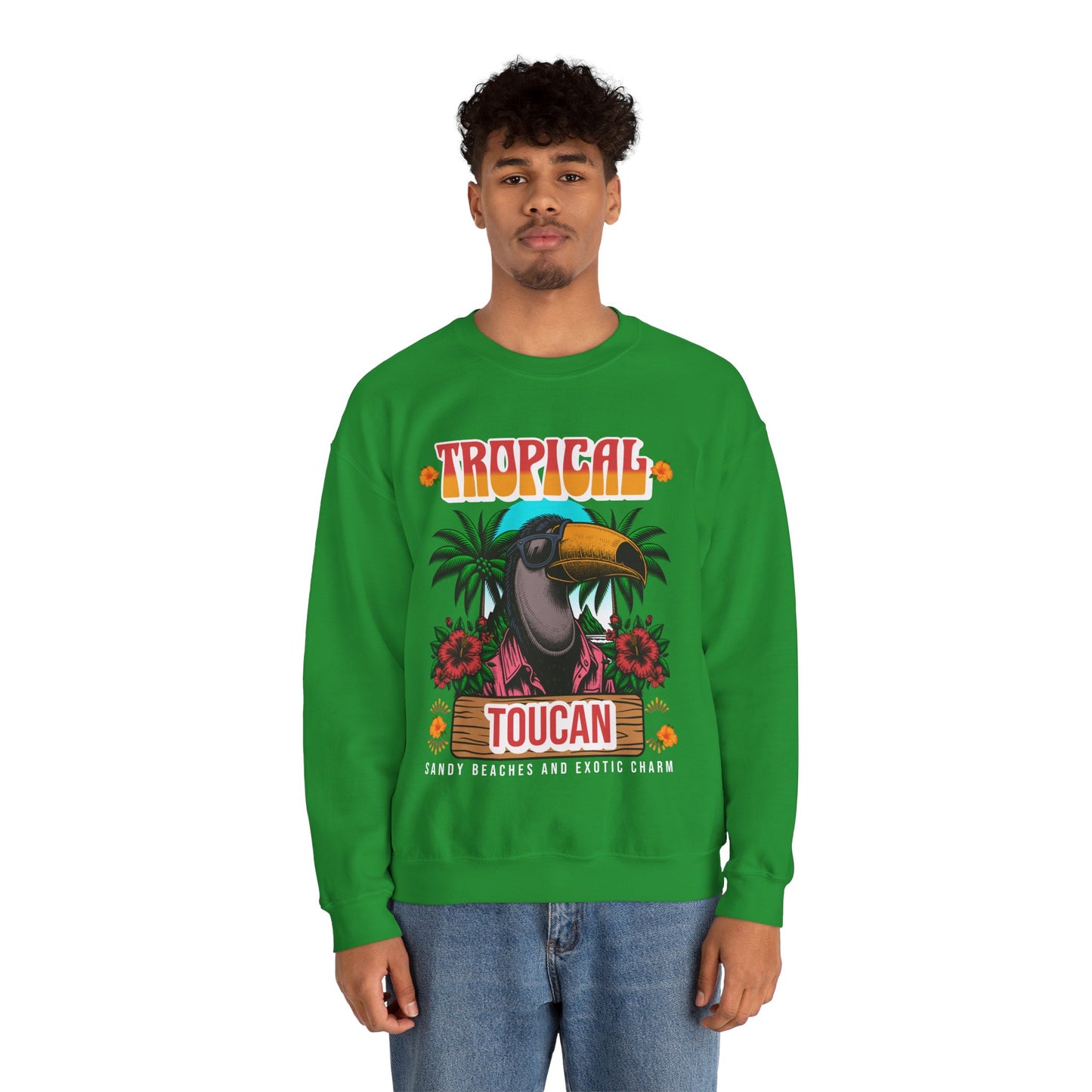 Tropical Toucan Crewneck Sweatshirt – Unisex Heavy Blend