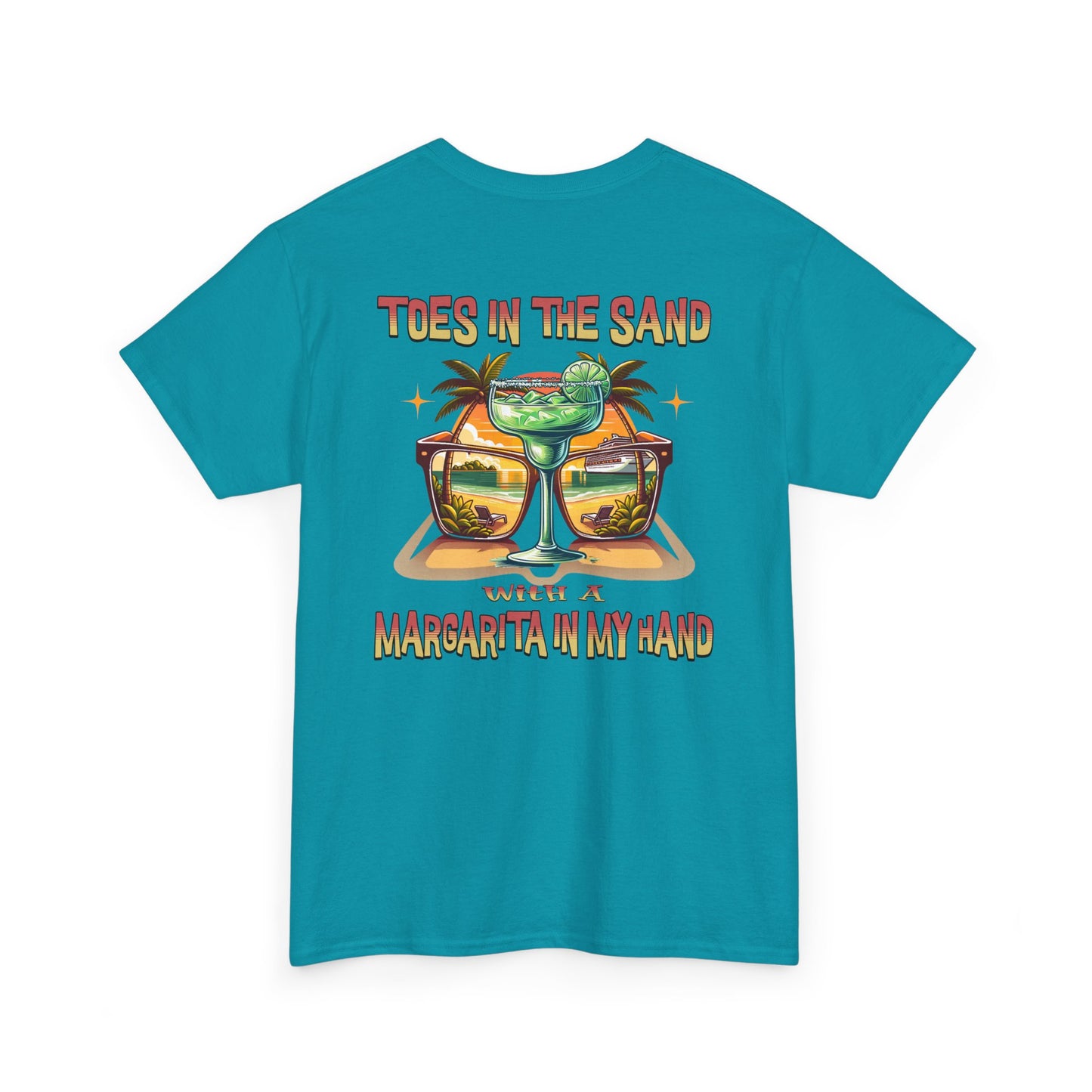 Toes in the Sand A Margarita in My Hand Unisex Heavy Cotton Tee - Caibbean Rays