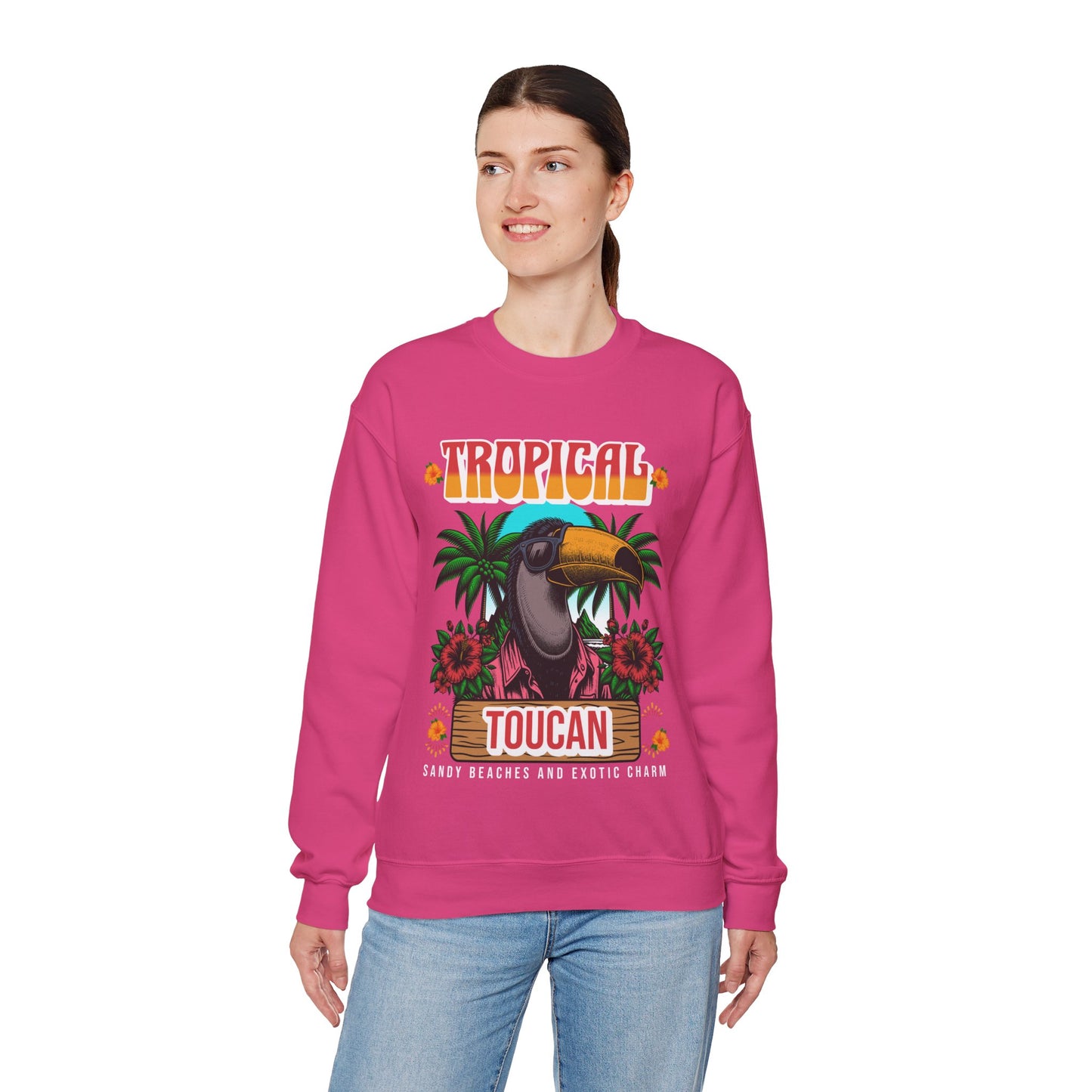 Tropical Toucan Crewneck Sweatshirt – Unisex Heavy Blend