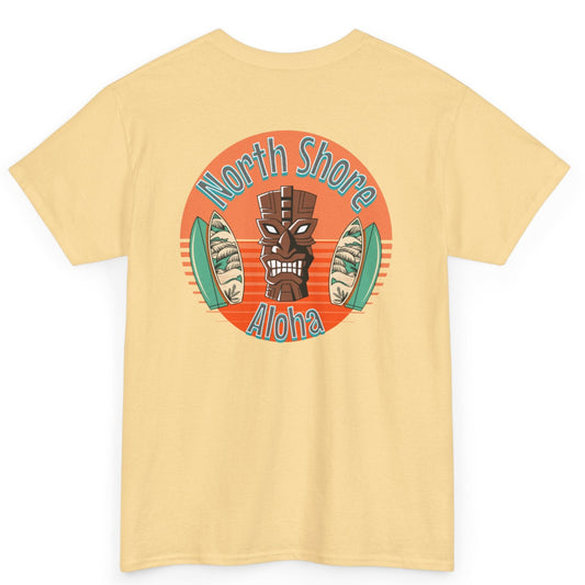North Shore Aloha Unisex Heavy Cotton Tee, Beach Shirt, Summer Wear, Tropical Vibes at Caribbean Rays