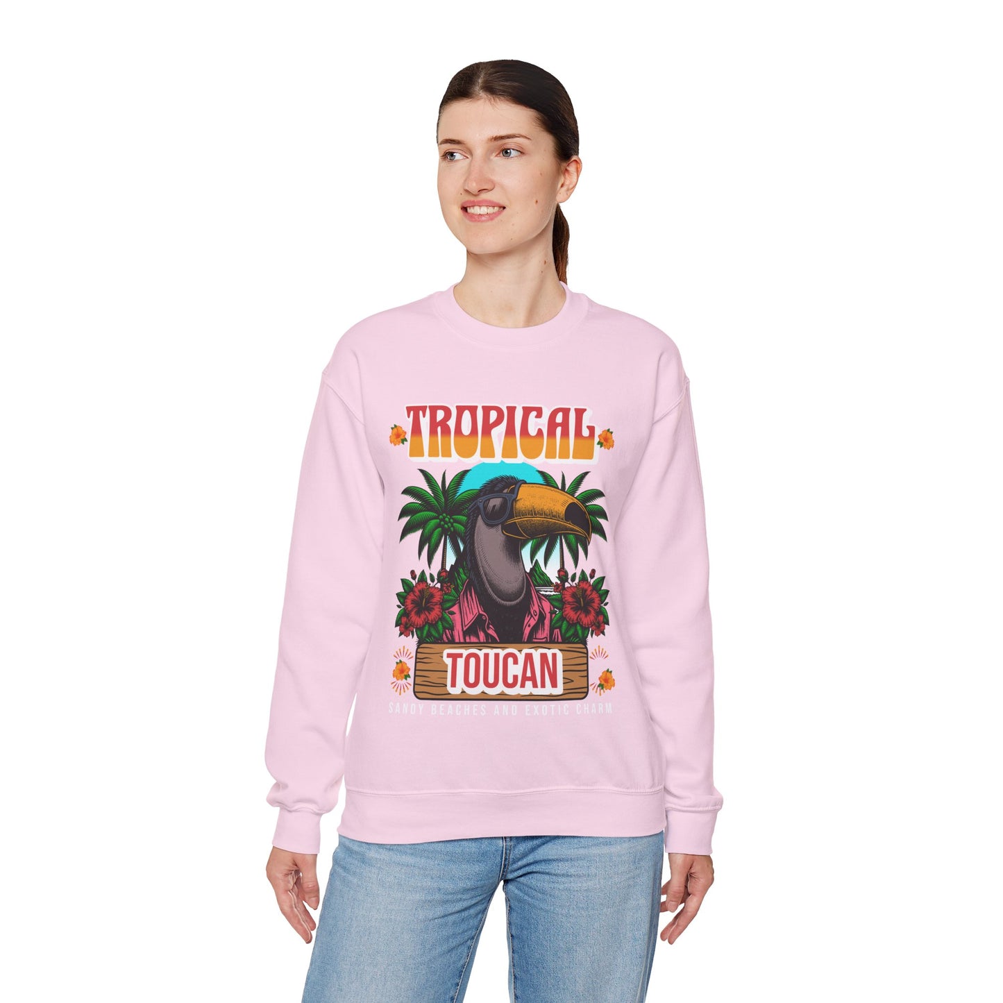 Tropical Toucan Crewneck Sweatshirt – Unisex Heavy Blend