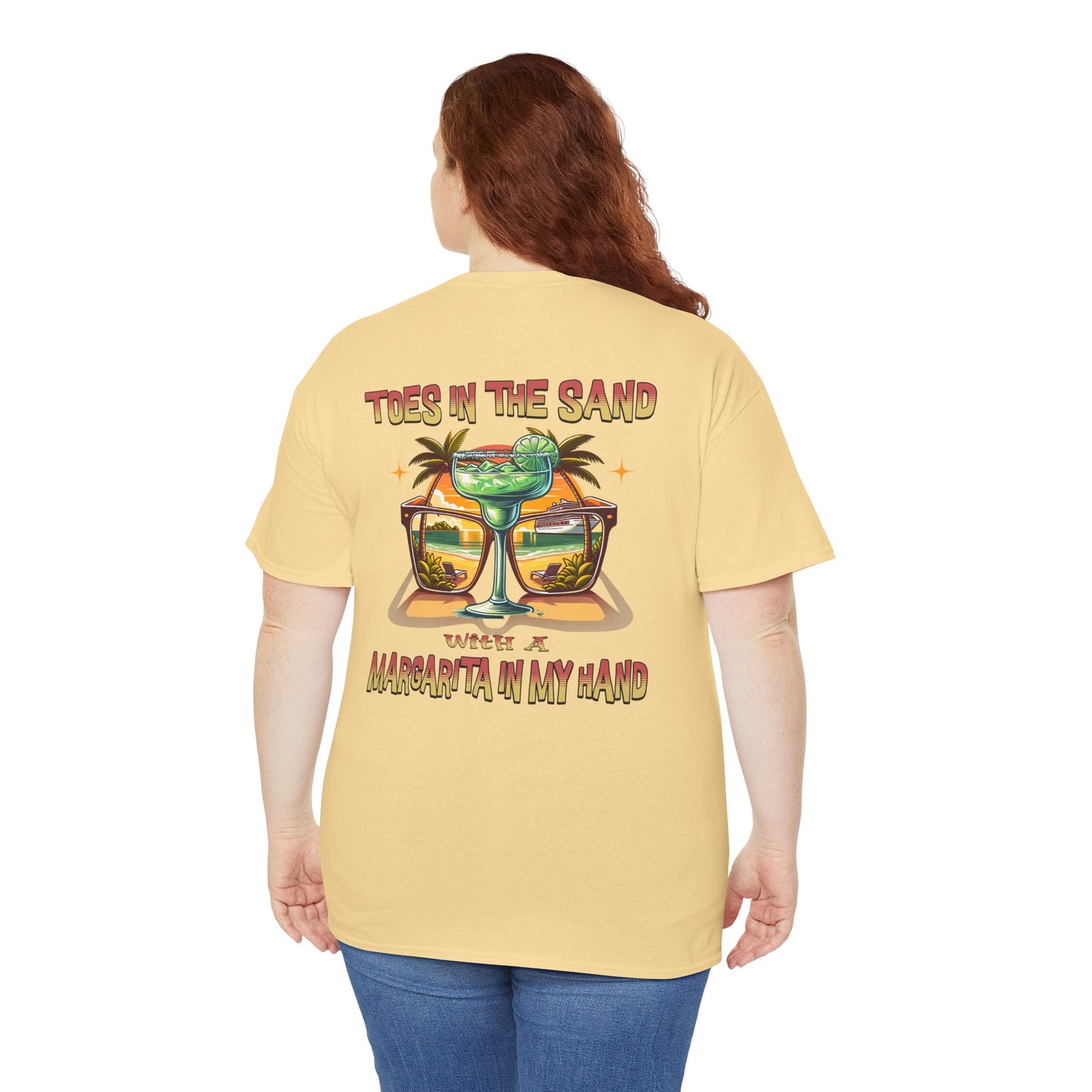 Toes in the Sand A Margarita in My Hand Unisex Heavy Cotton Tee