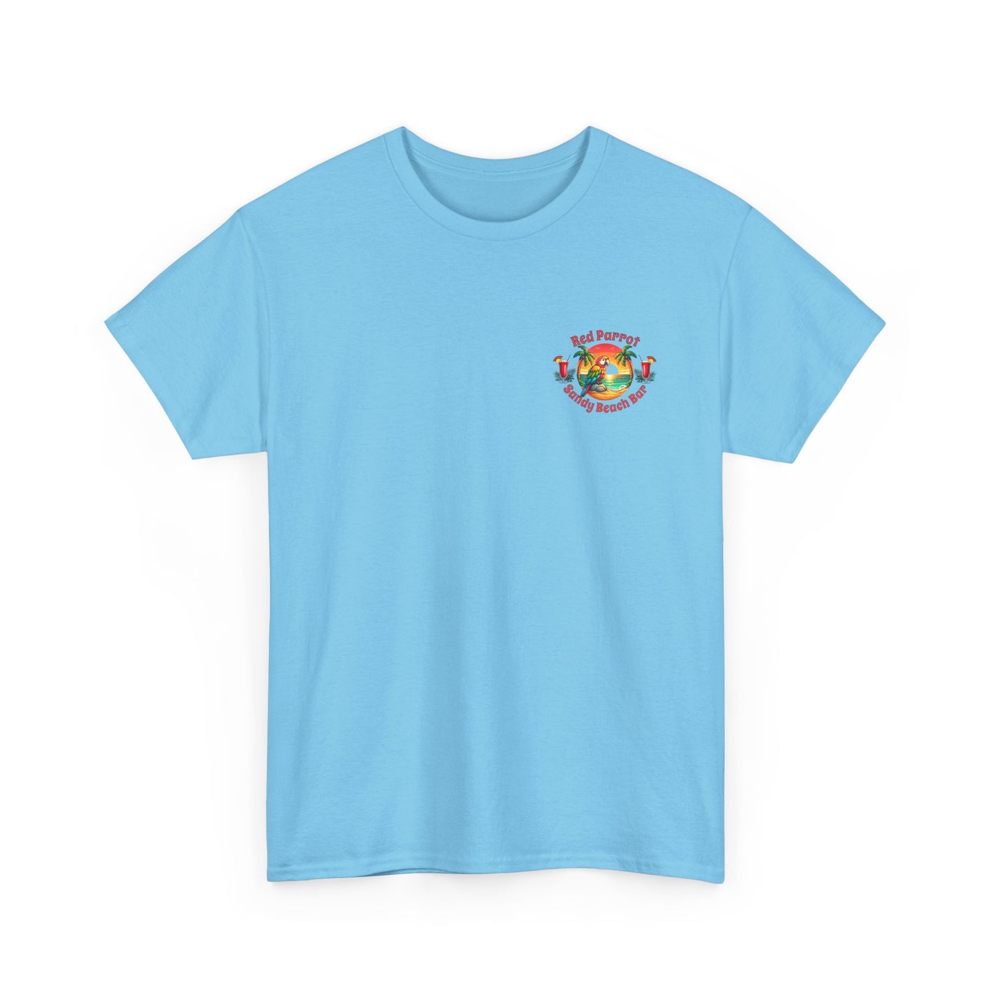 Red Parrot Sandy Beach Bar Unisex Casual Wear T-shirt