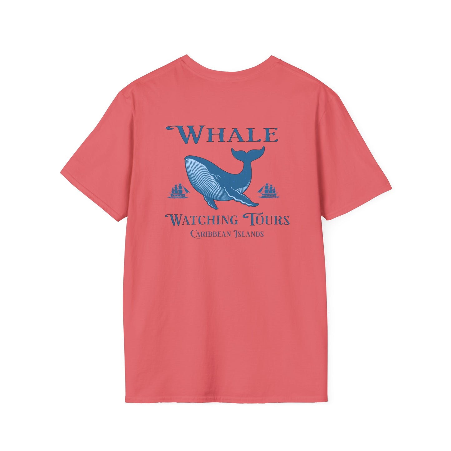 Whale Watching Tours Unisex Softstyle T-Shirt on Caribbean Rays