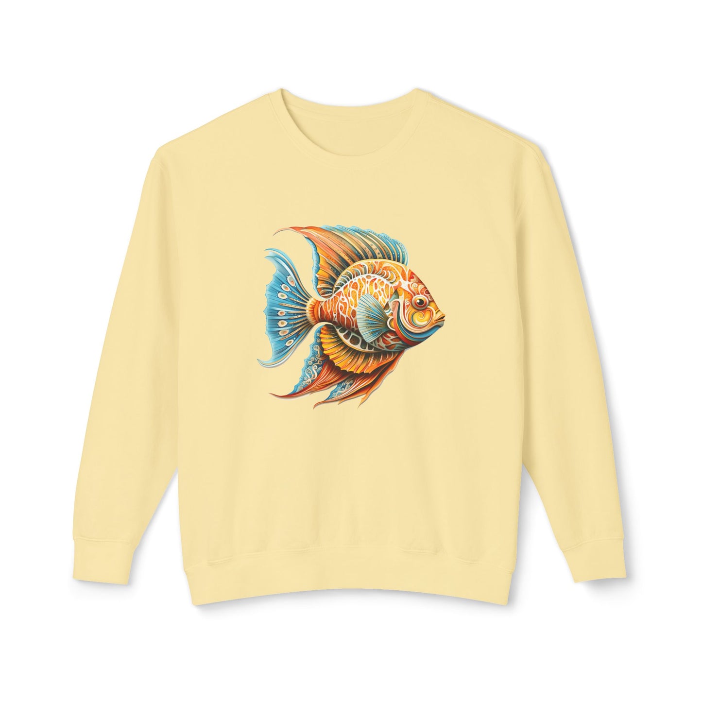 Beach Club Vibrant Fish Art Unisex Lightweight Crewneck Sweatshirt