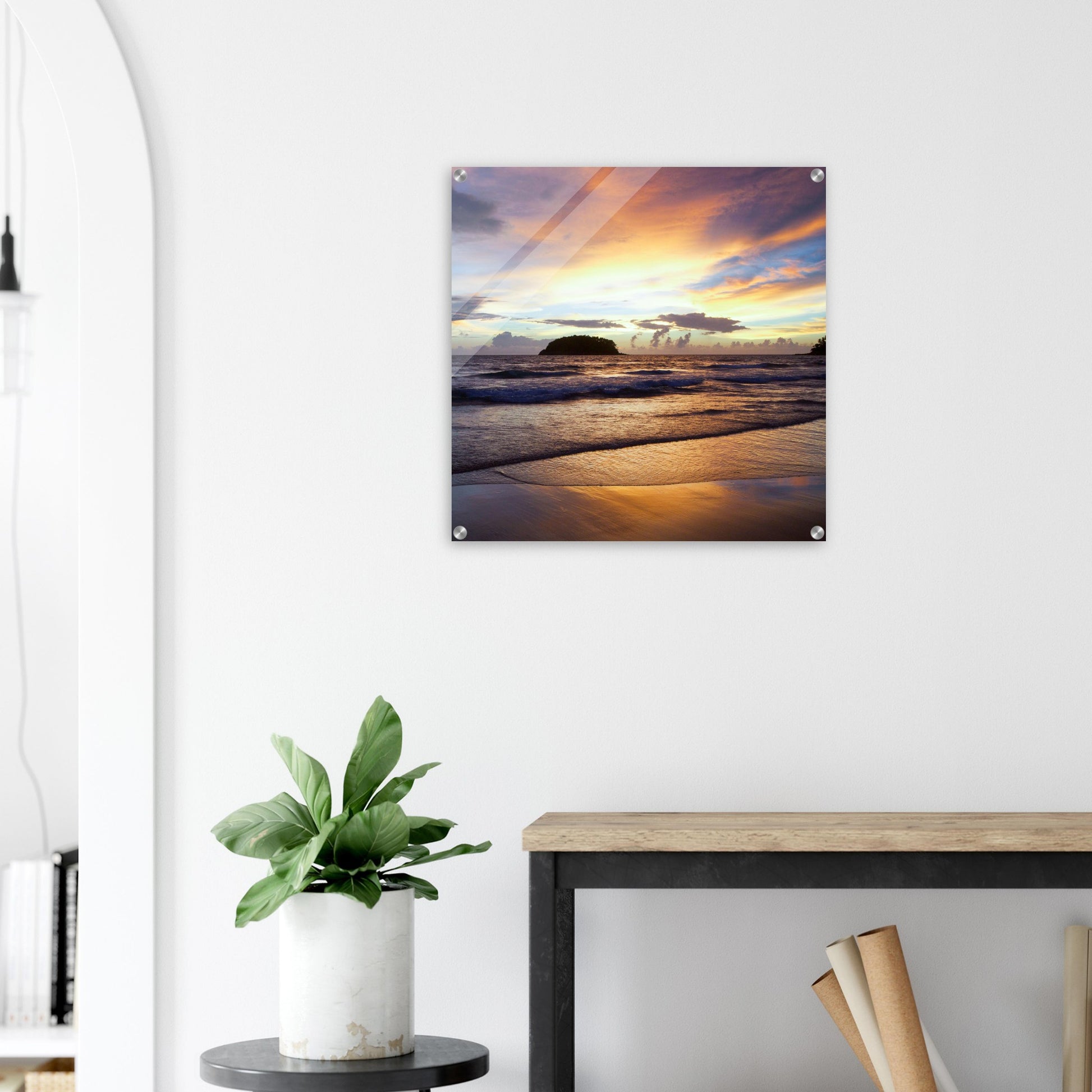 Island Sunset Acrylic Wall Print on Caribbean Rays