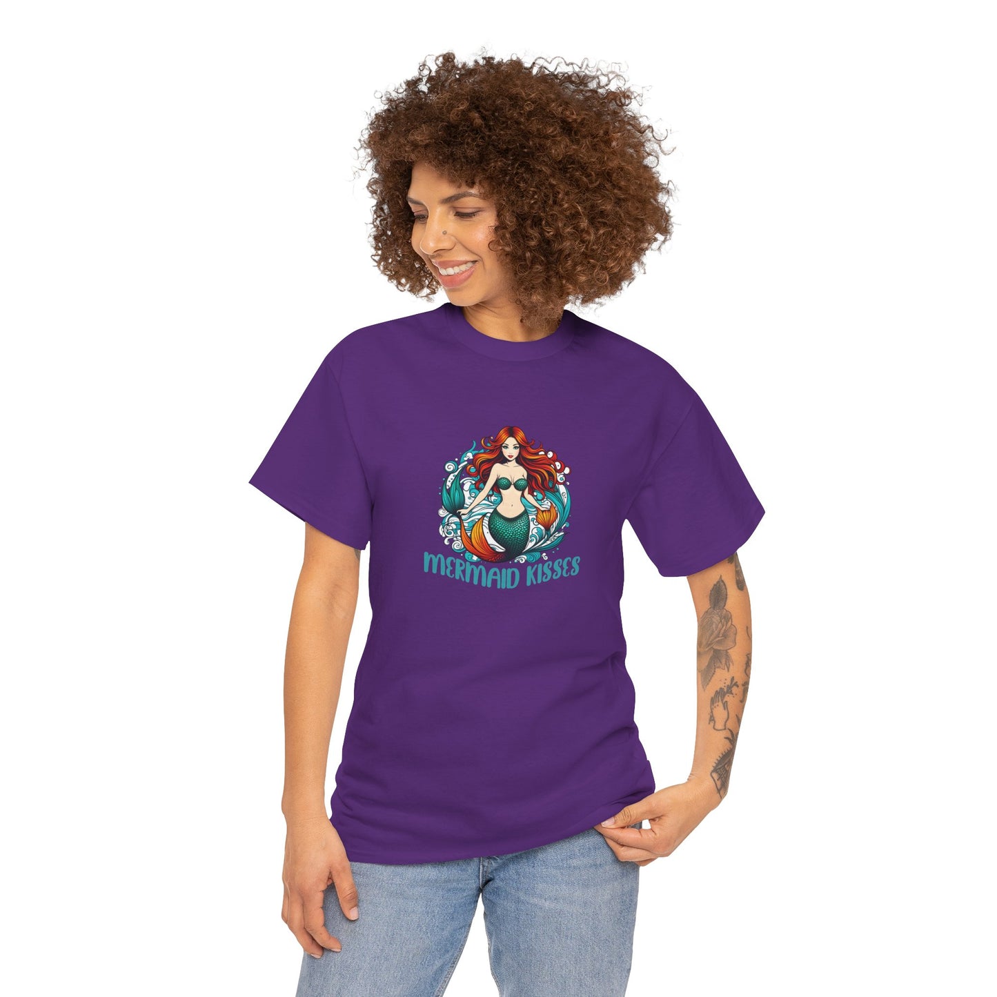 Mermaid Kisses Unisex Heavy Cotton Tee – Fun, Relaxed Vibe for Ocean Lovers