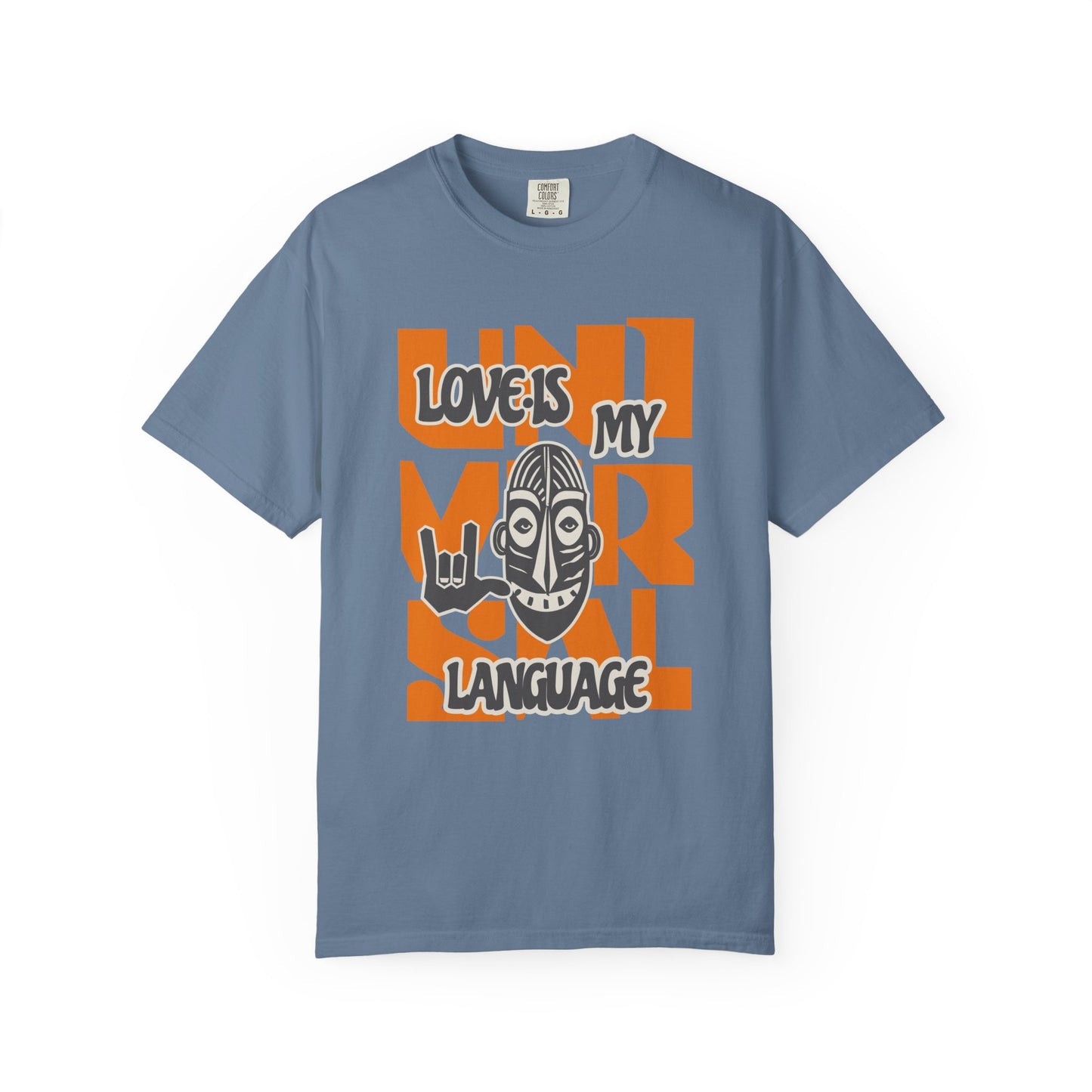Blue t-shirt with graphic design and text on a white background at Caribbean Rays