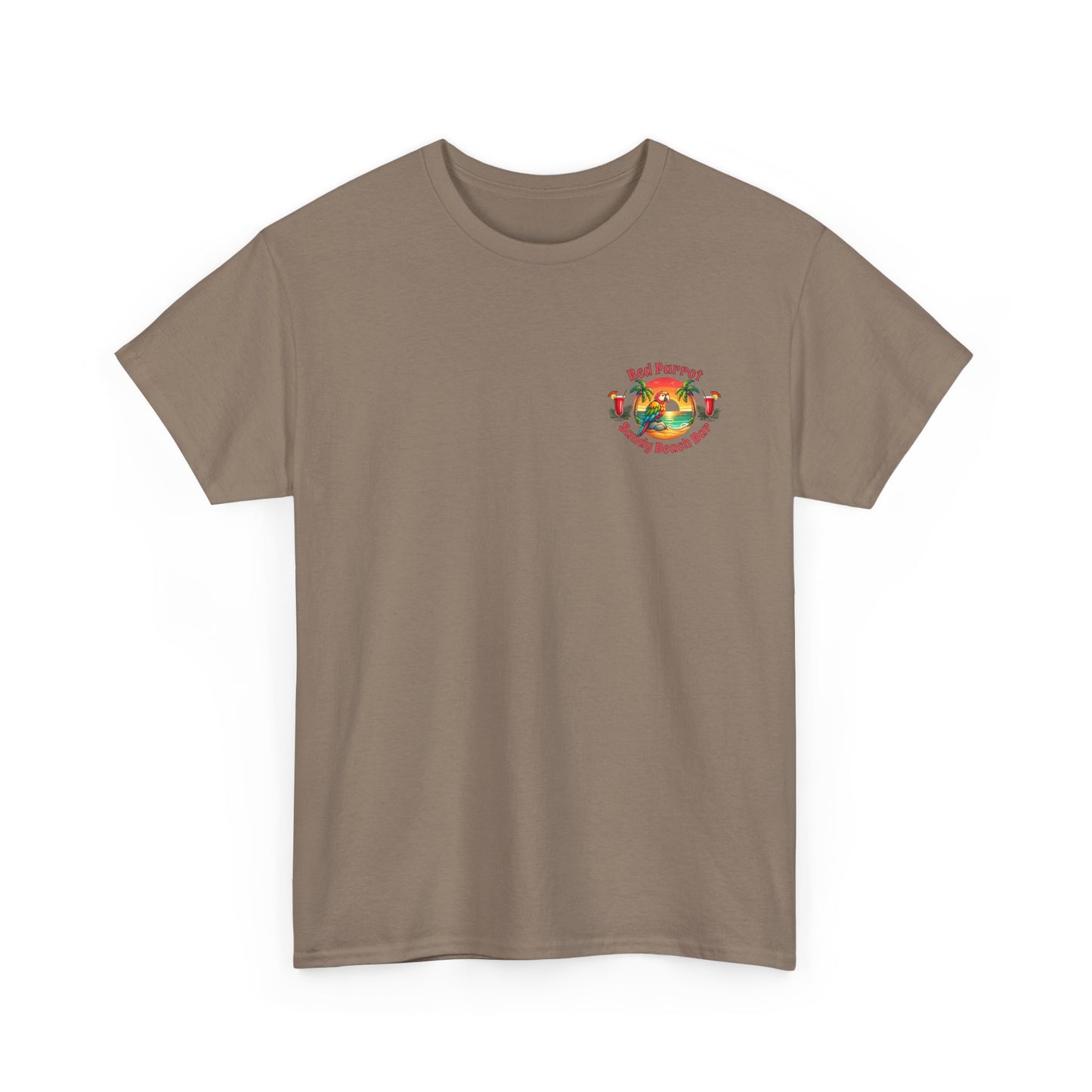 Red Parrot Sandy Beach Bar Unisex Casual Wear T-shirt