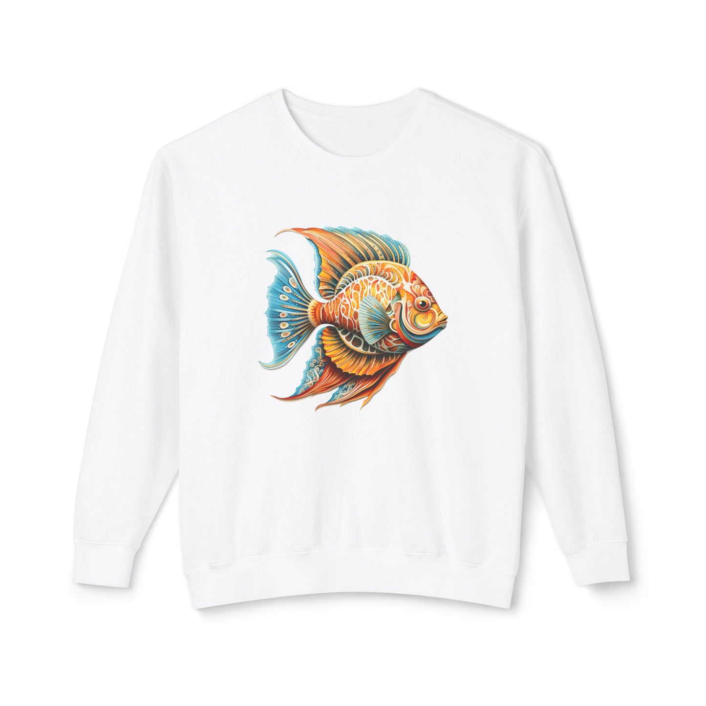 Beach Club Vibrant Fish Art Unisex Lightweight Crewneck Sweatshirt