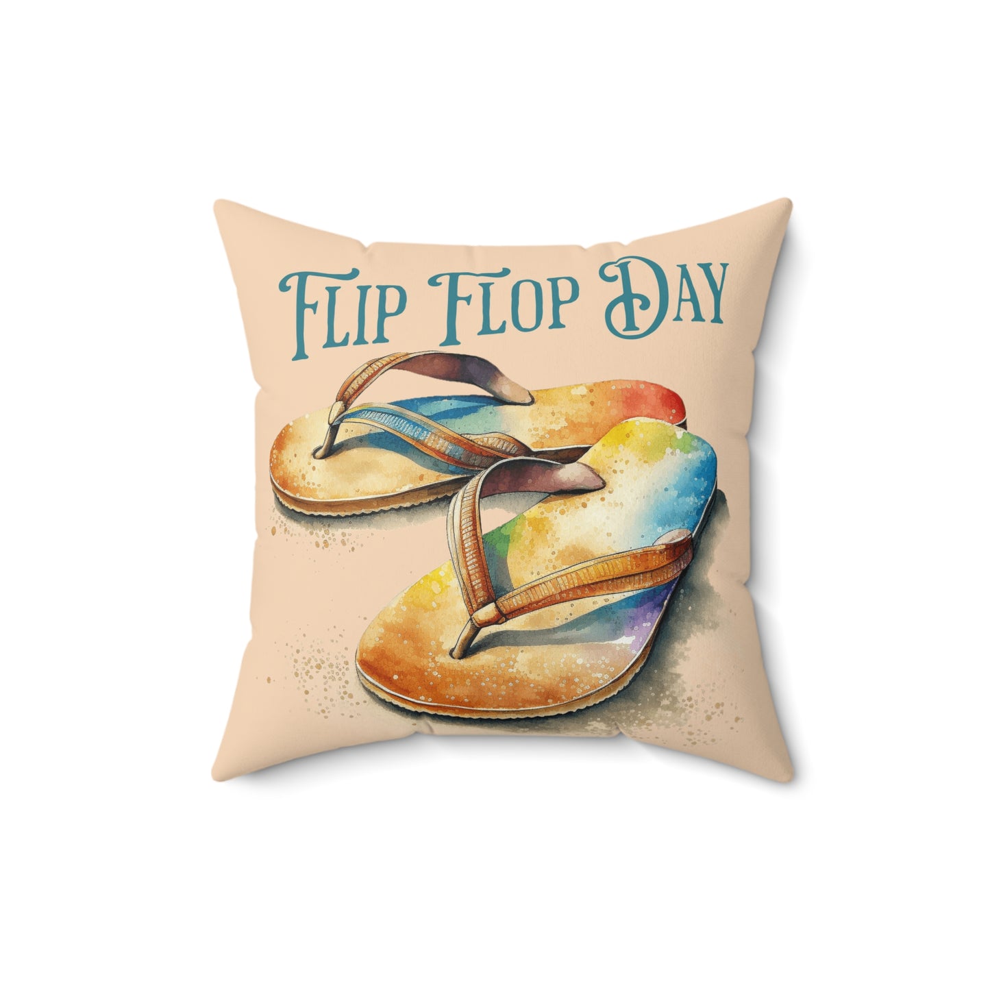 Flip Flop Day Tan Spun Polyester Square Pillow by Caribbean Rays