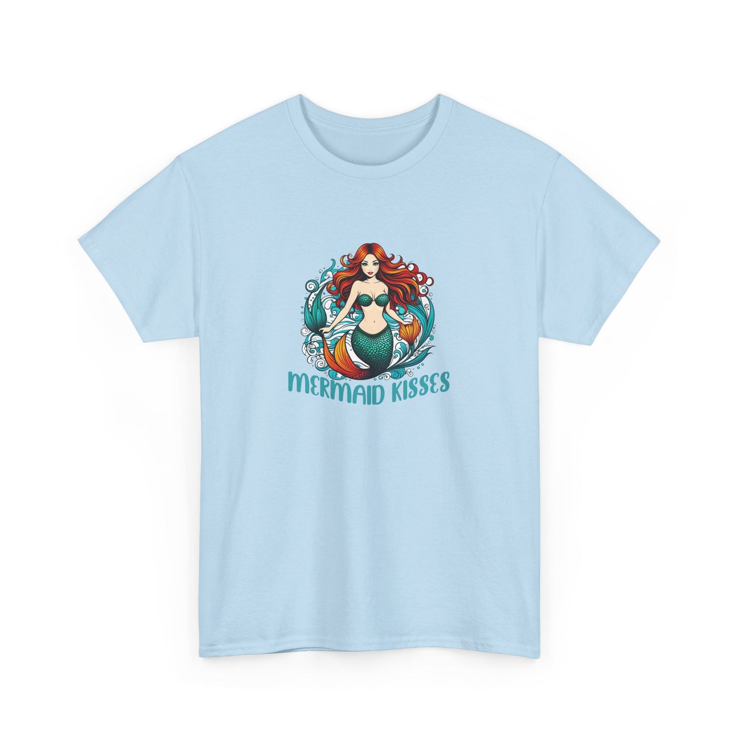 Mermaid Kisses Unisex Heavy Cotton Tee – Fun, Relaxed Vibe for Ocean Lovers