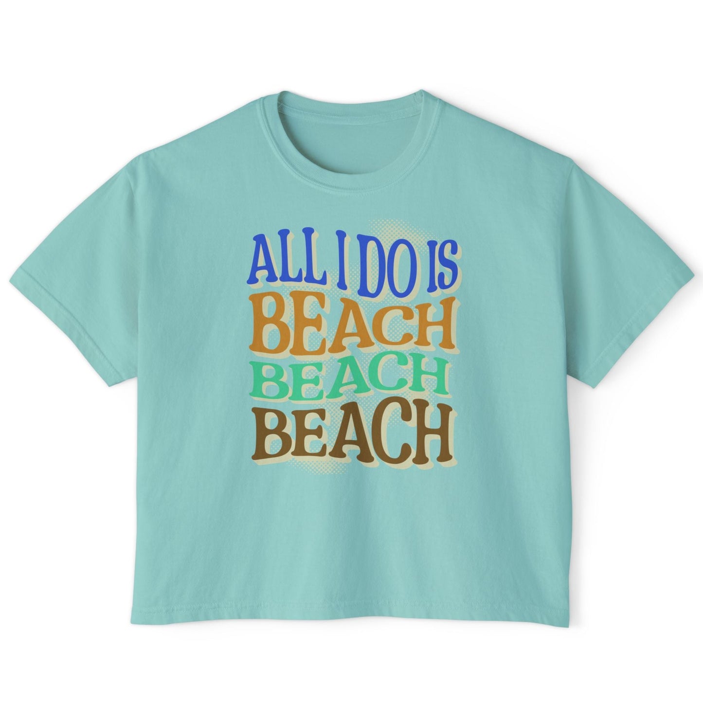 Beach Beach Beach Women's Boxy Tee, Summer T-Shirt, Casual Beachwear, at Caribbean Rays