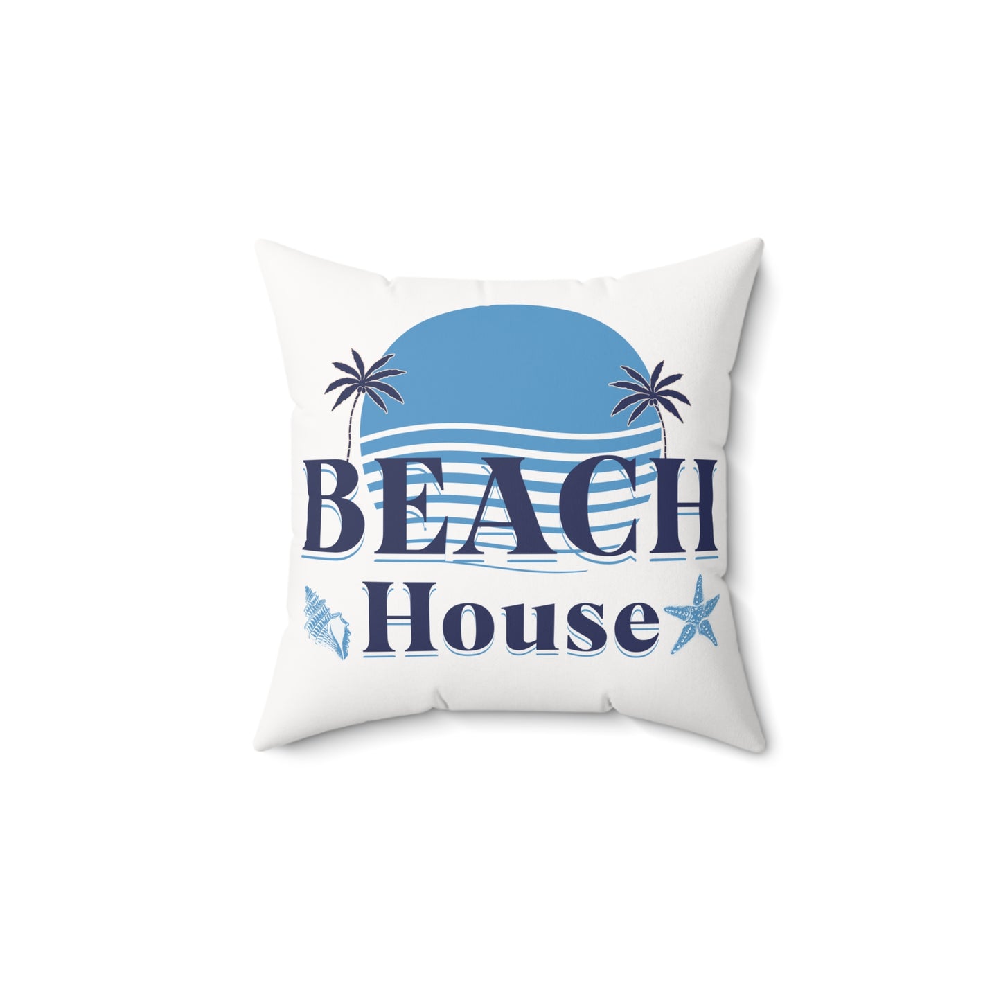 Blue Beach House Sun Spun Polyester Square Pillow at Caribbean Rays