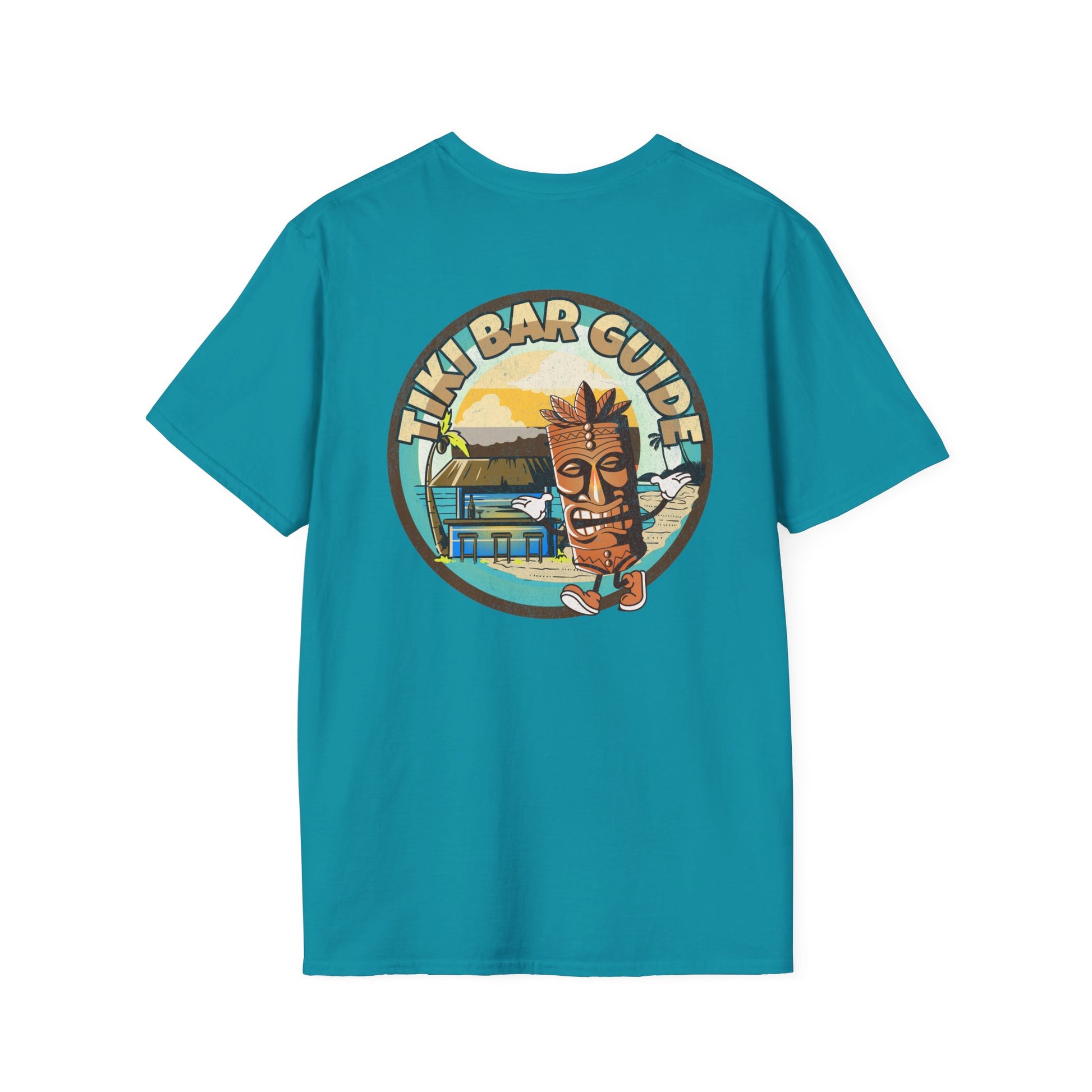 Tiki Bar Guide unisex softstyle T-Shirt on Caribbean Rays