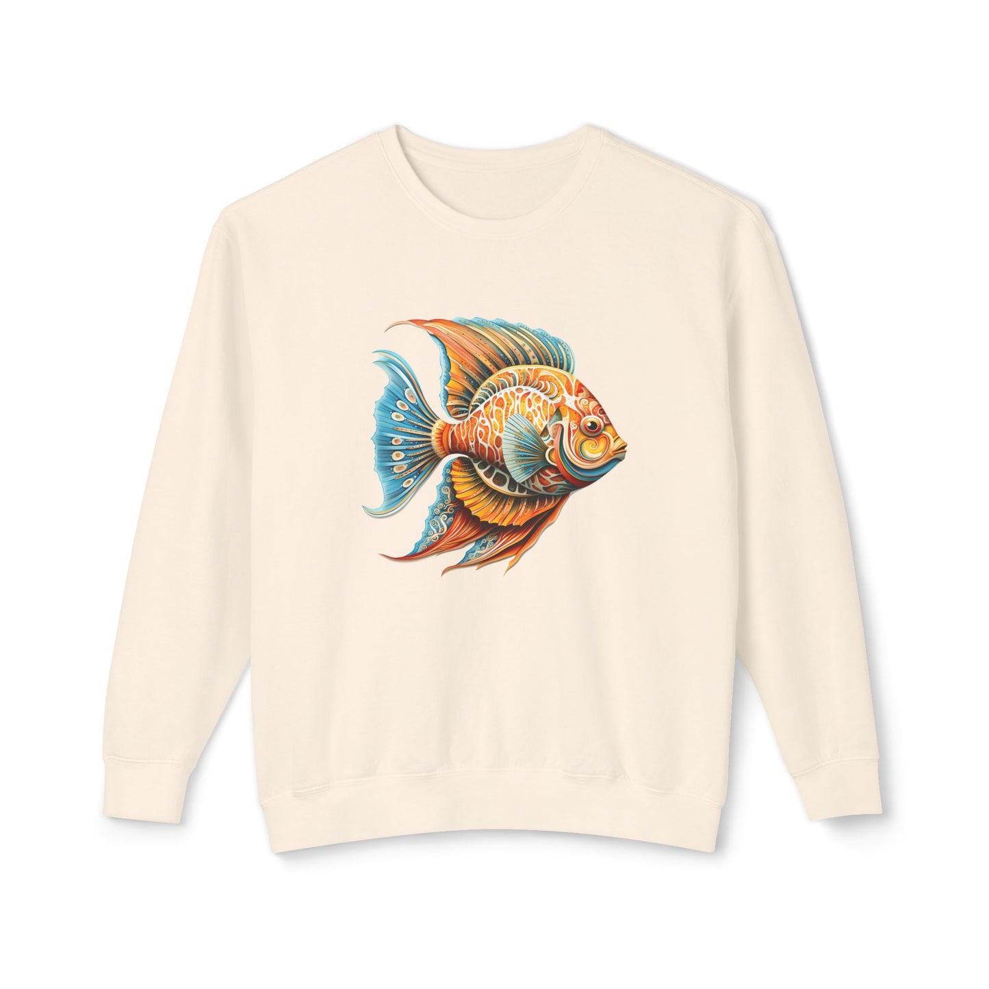 Beach Club Vibrant Fish Art Unisex Lightweight Crewneck Sweatshirt
