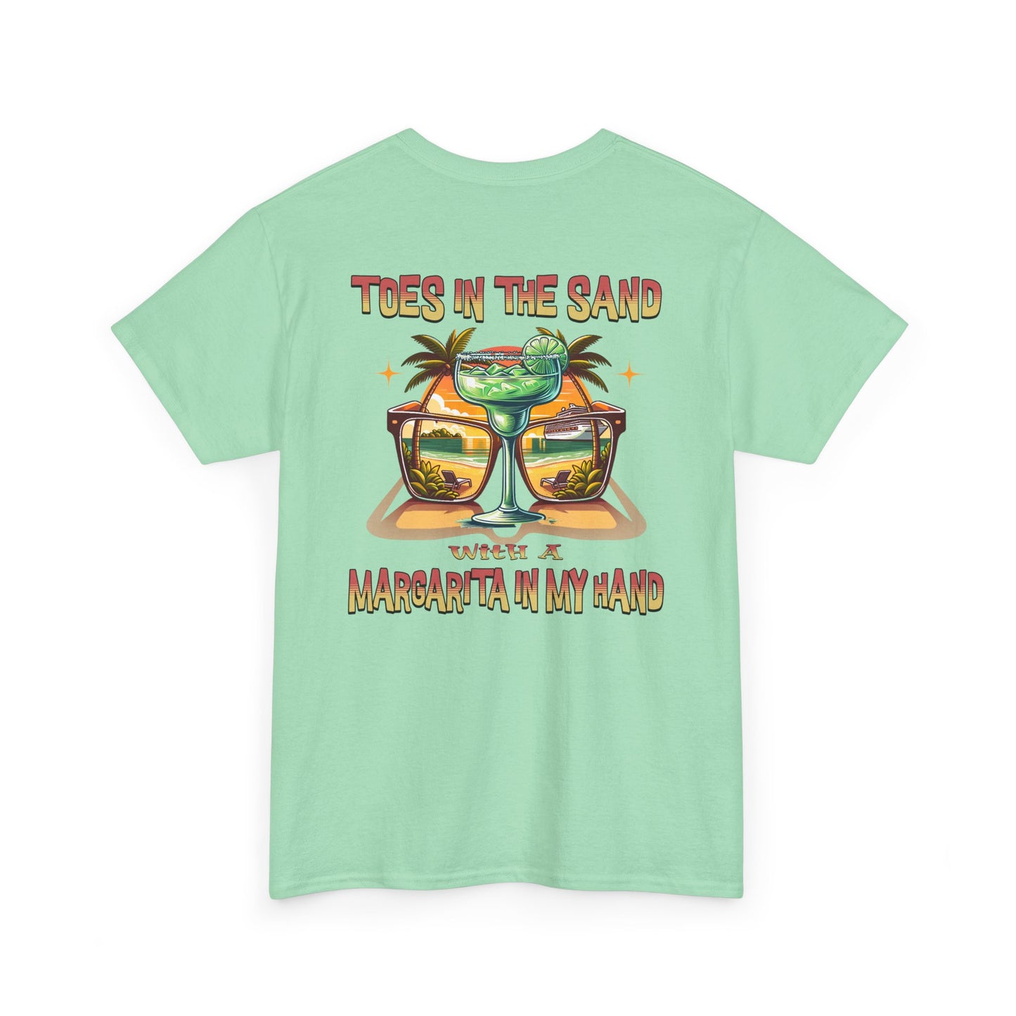 Toes in the Sand A Margarita in My Hand Unisex Heavy Cotton Tee - Caibbean Rays
