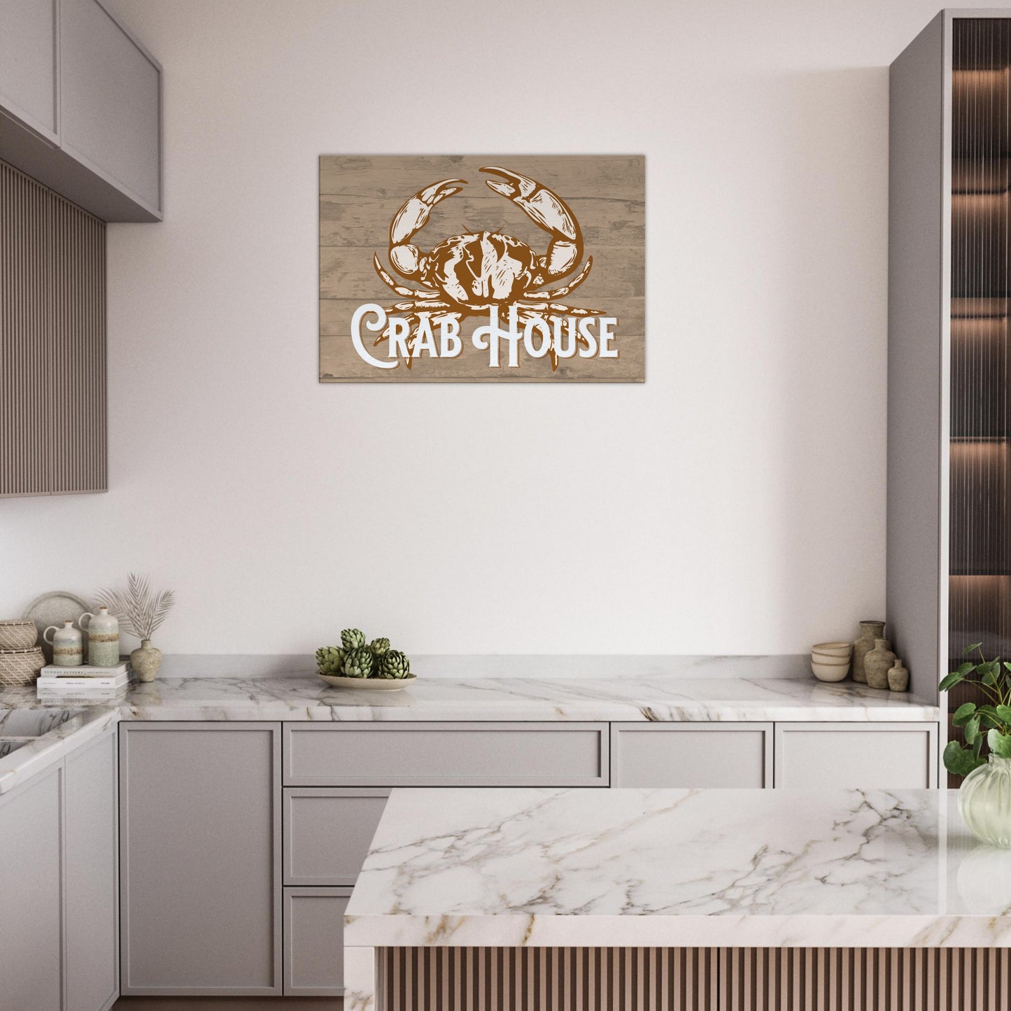 Crab House Large Brown Canvas Wall Print - Caribbean Rays