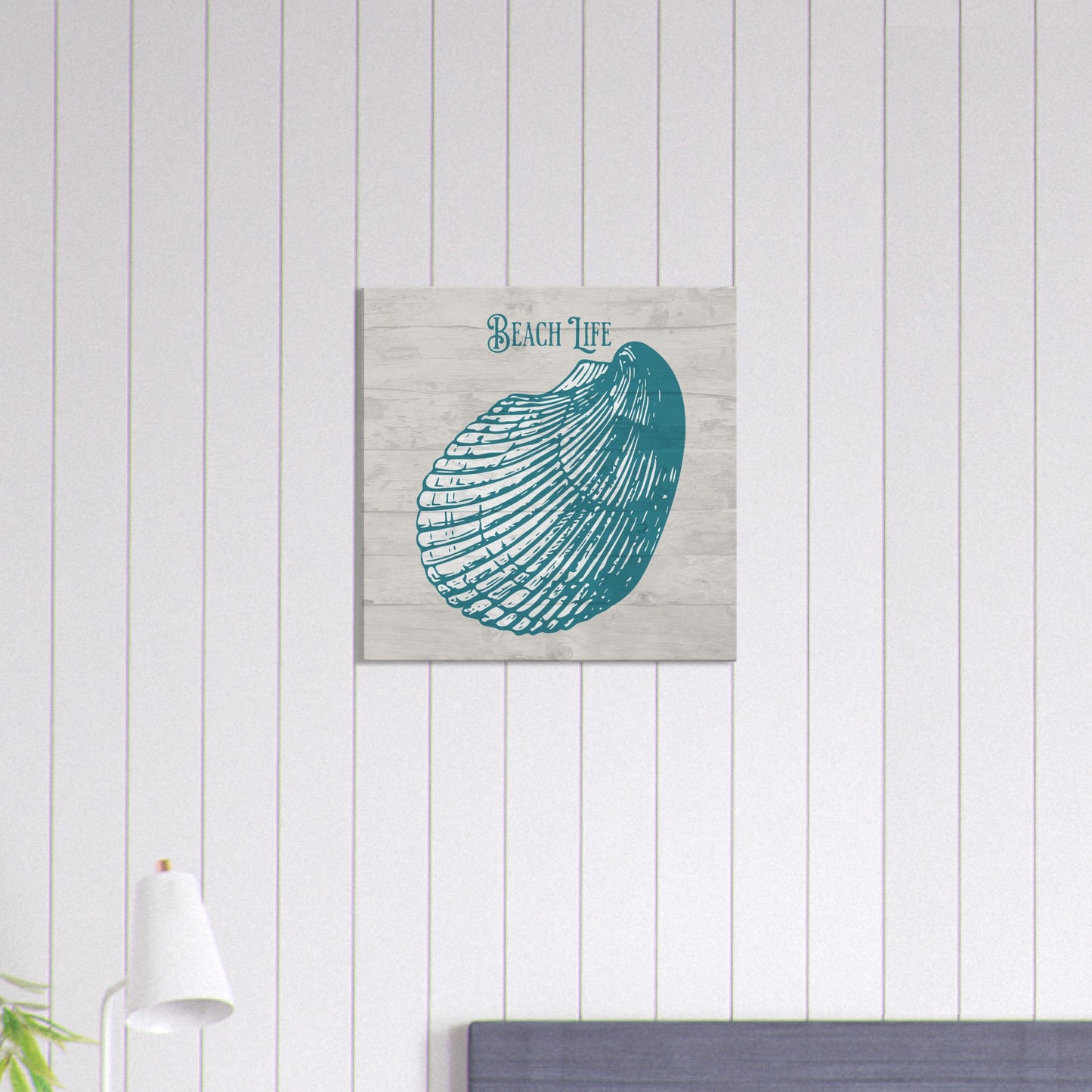 Teal Beach Life Shell Canvas Wall Print Caribbean Rays