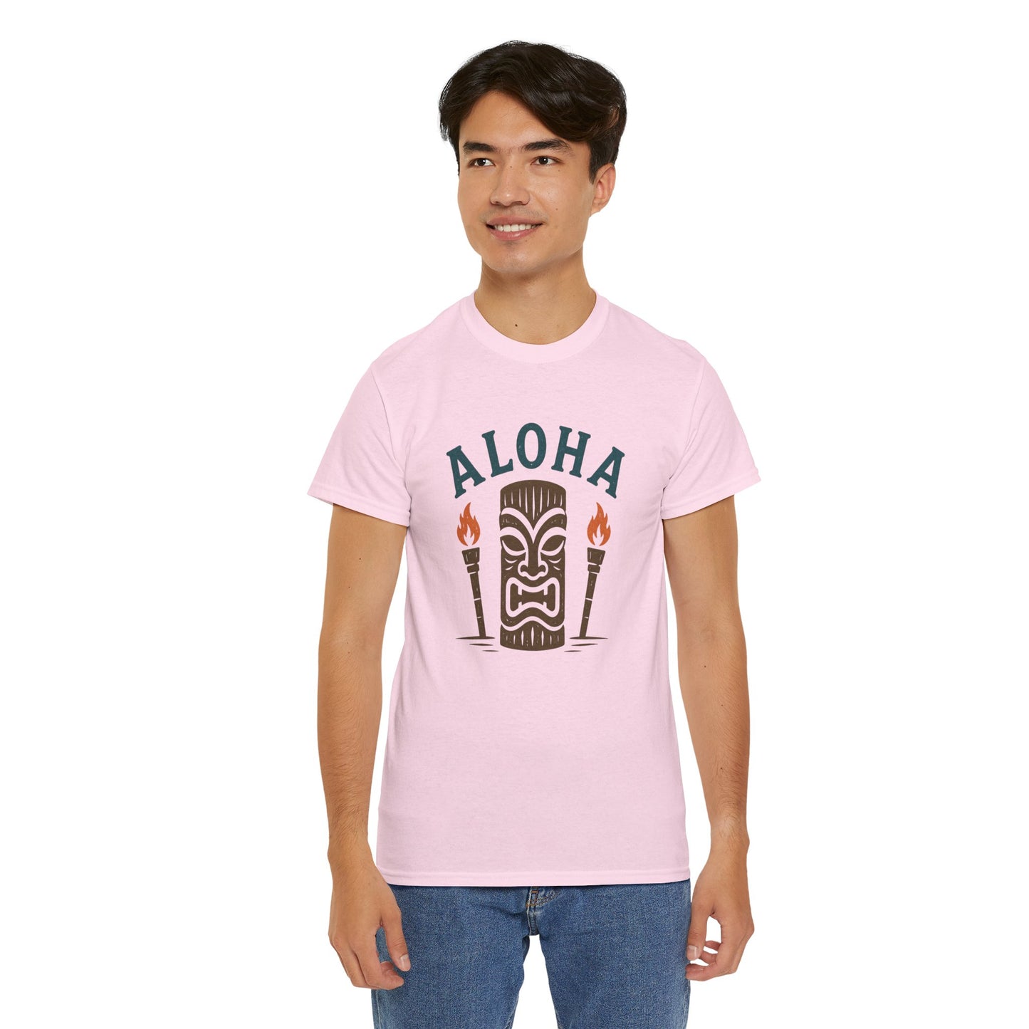 Aloha Tiki Tribal Tee with Torches- Tiki T-Shirt