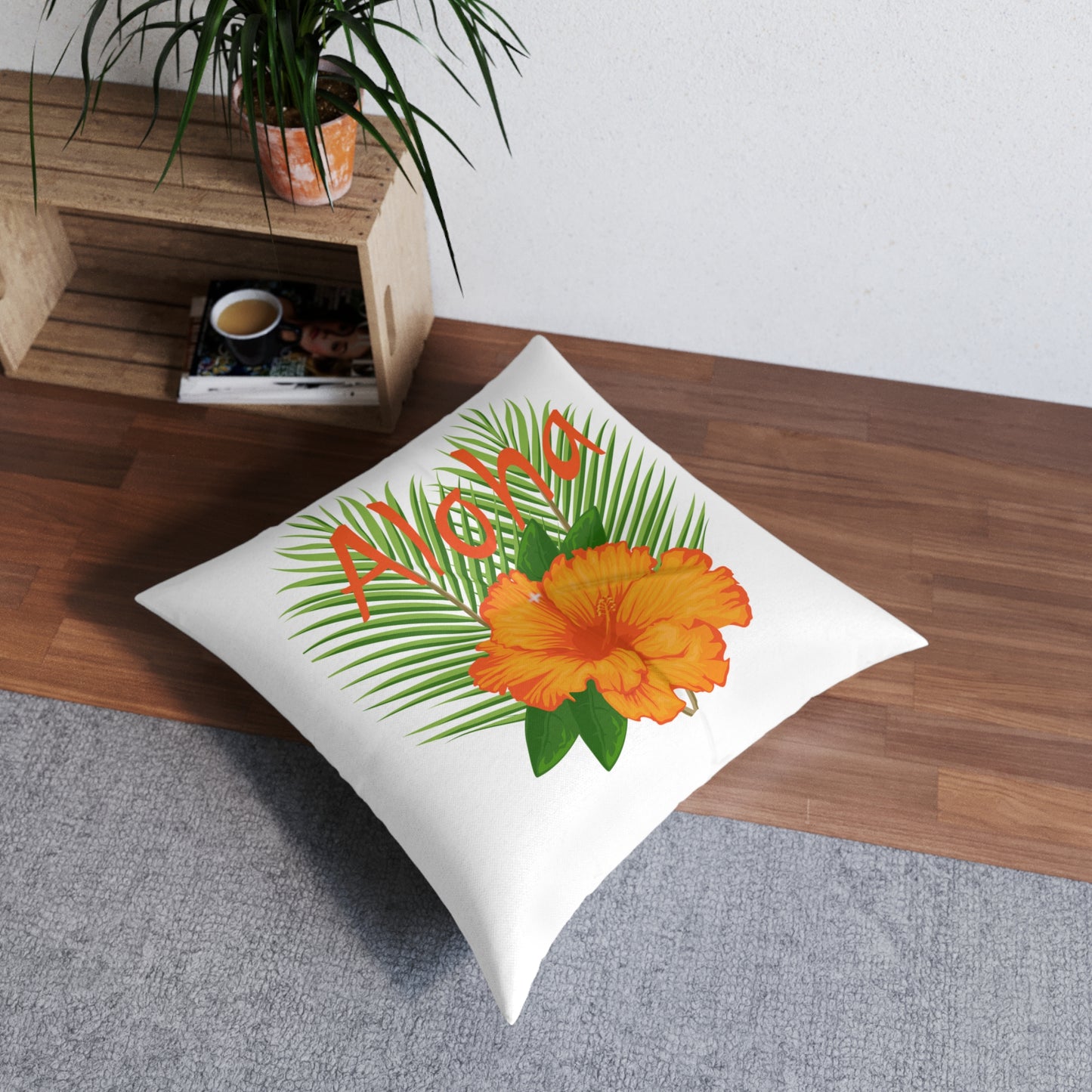 Aloha Tufted Floor Pillow, Square -at Caribbean Rays