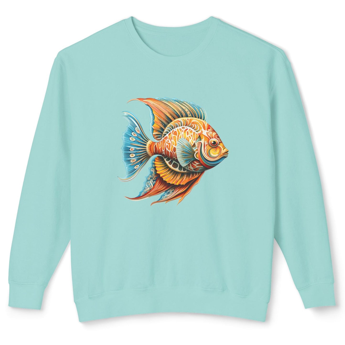 Beach Club Vibrant Fish Art Unisex Lightweight Crewneck Sweatshirt