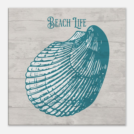 Teal Beach Life Shell Canvas Wall Print by Caribbean Rays